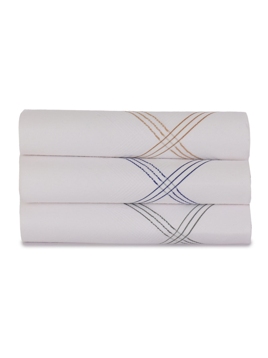 Alvaro Castagnino Men Pack Of 3 Striped Pure Cotton Handkerchief