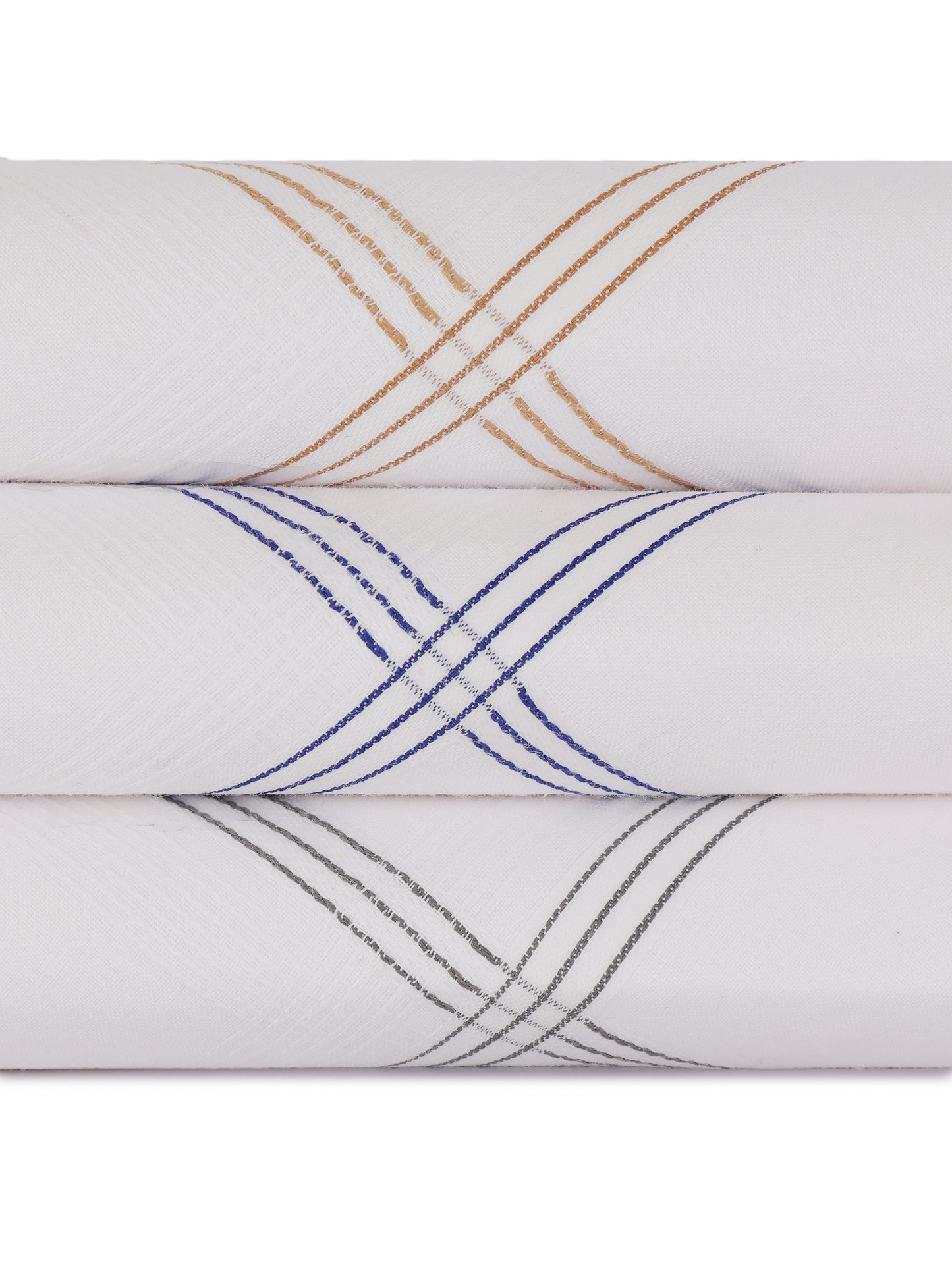 Alvaro Castagnino Men Pack Of 3 Striped Pure Cotton Handkerchief