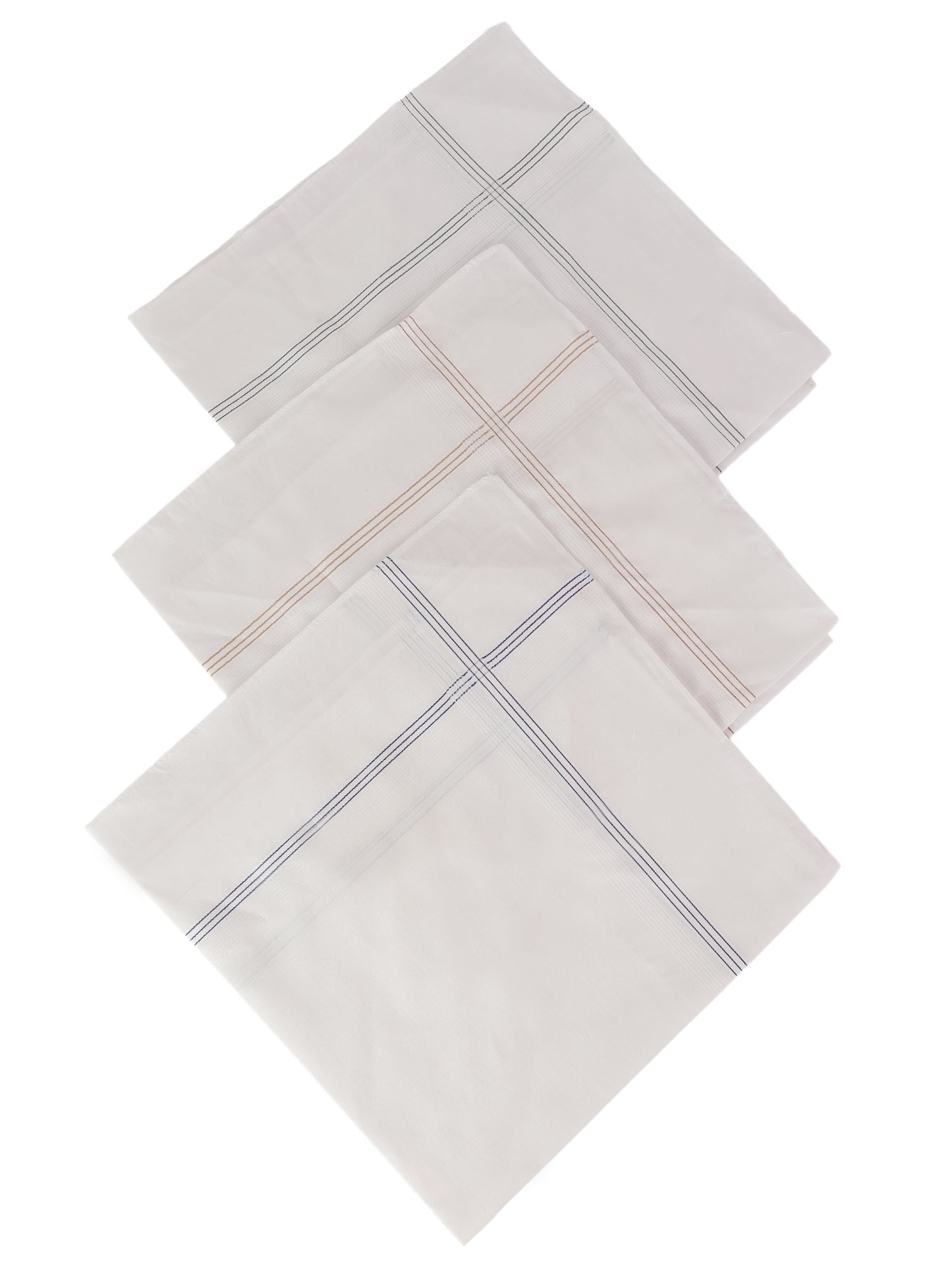 Alvaro Castagnino Men Pack Of 3 Striped Pure Cotton Handkerchief