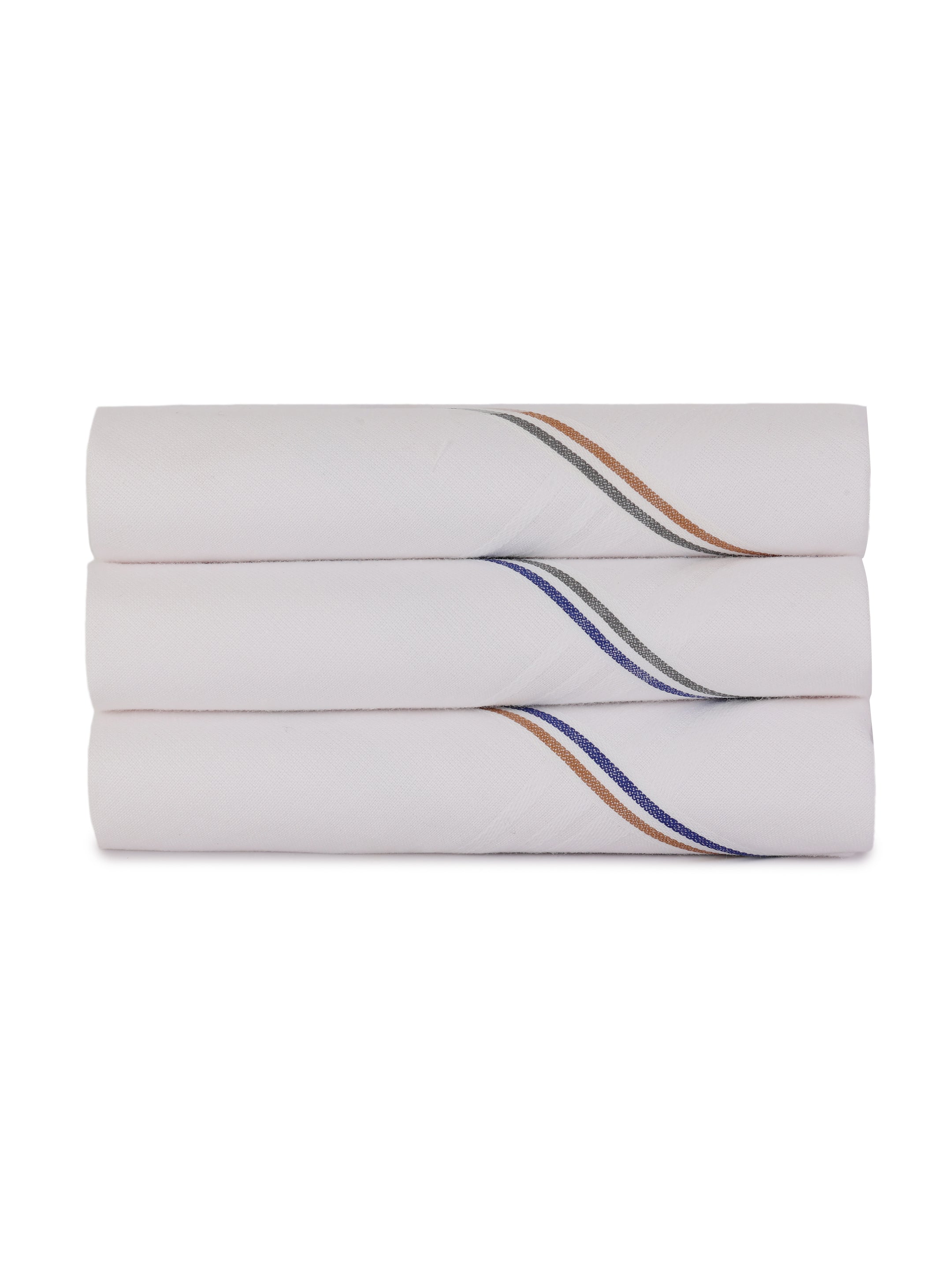 Alvaro Castagnino Men Pack Of 3 Striped Pure Cotton Handkerchief