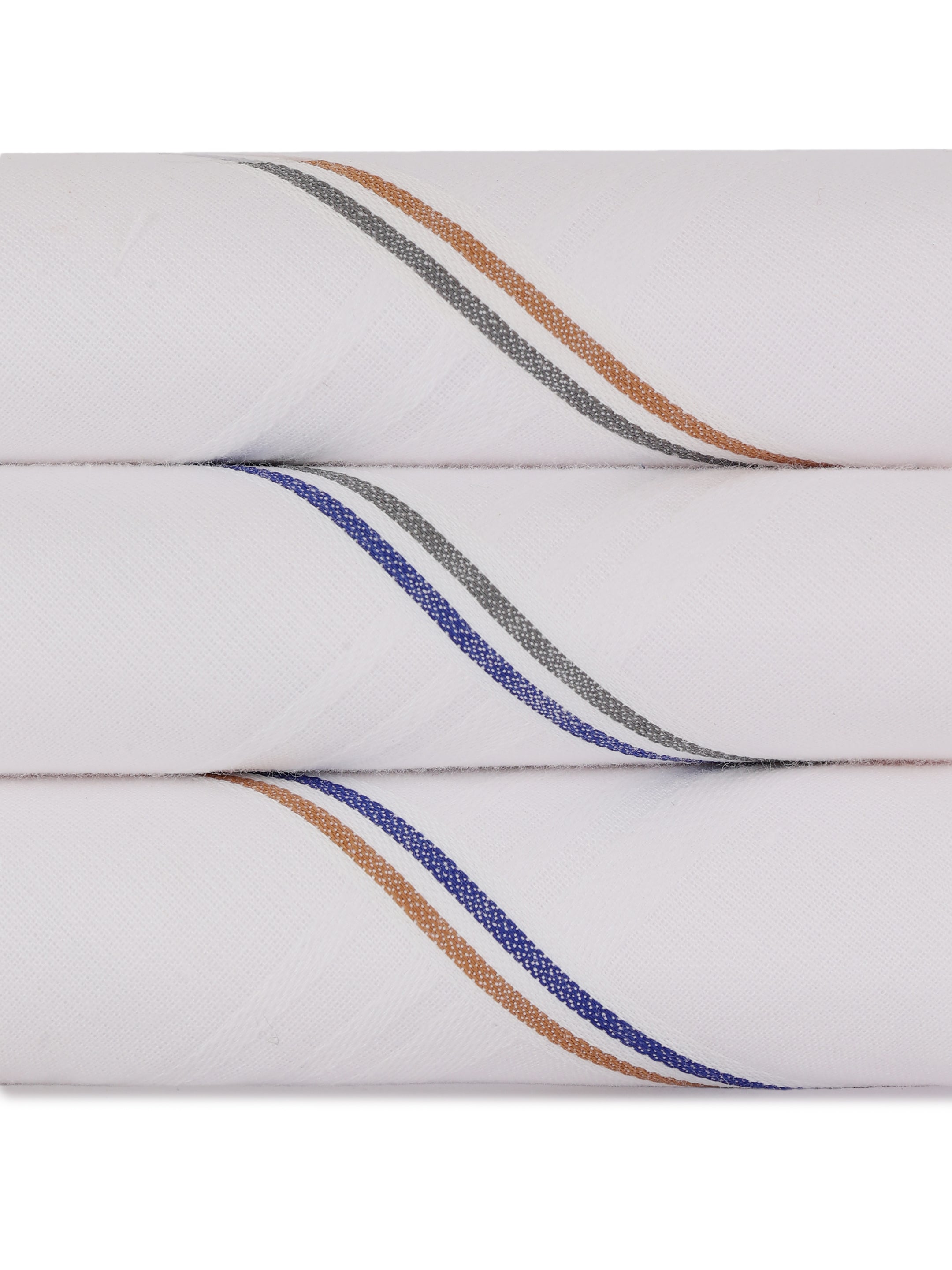 Alvaro Castagnino Men Pack Of 3 Striped Pure Cotton Handkerchief