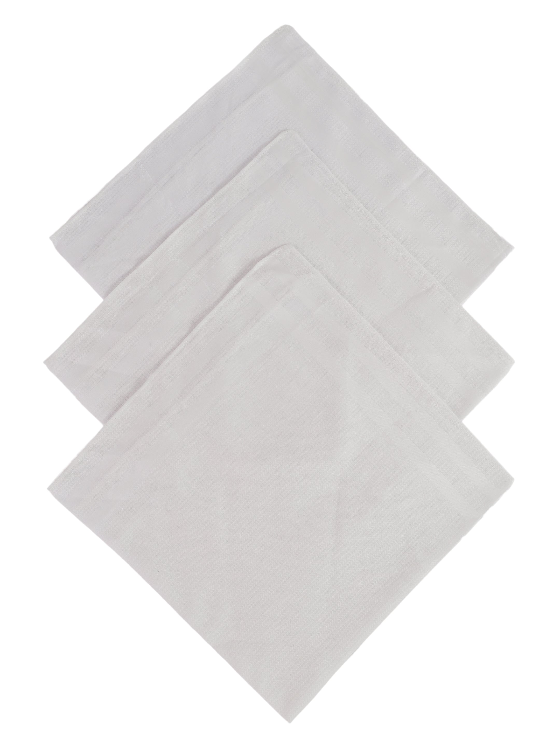 Alvaro Castagnino Men Pack Of 3 White Pure Cotton Handkerchief