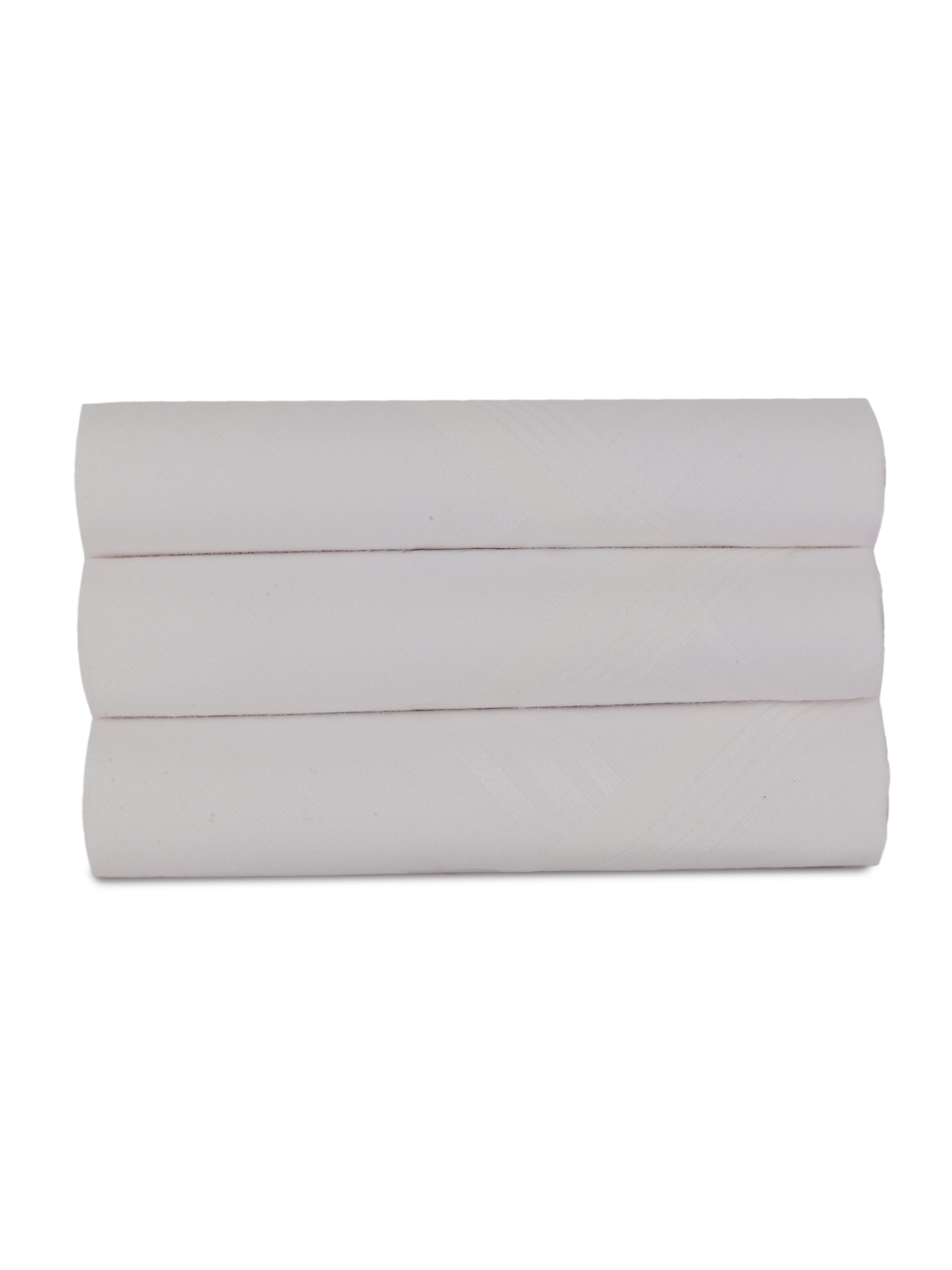 Alvaro Castagnino Men Pack Of 3 White Pure Cotton Handkerchief