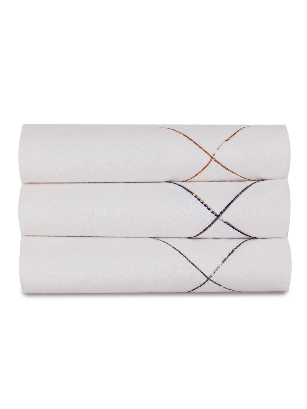 Alvaro Castagnino Men Pack Of 3 Striped Pure Cotton Handkerchief