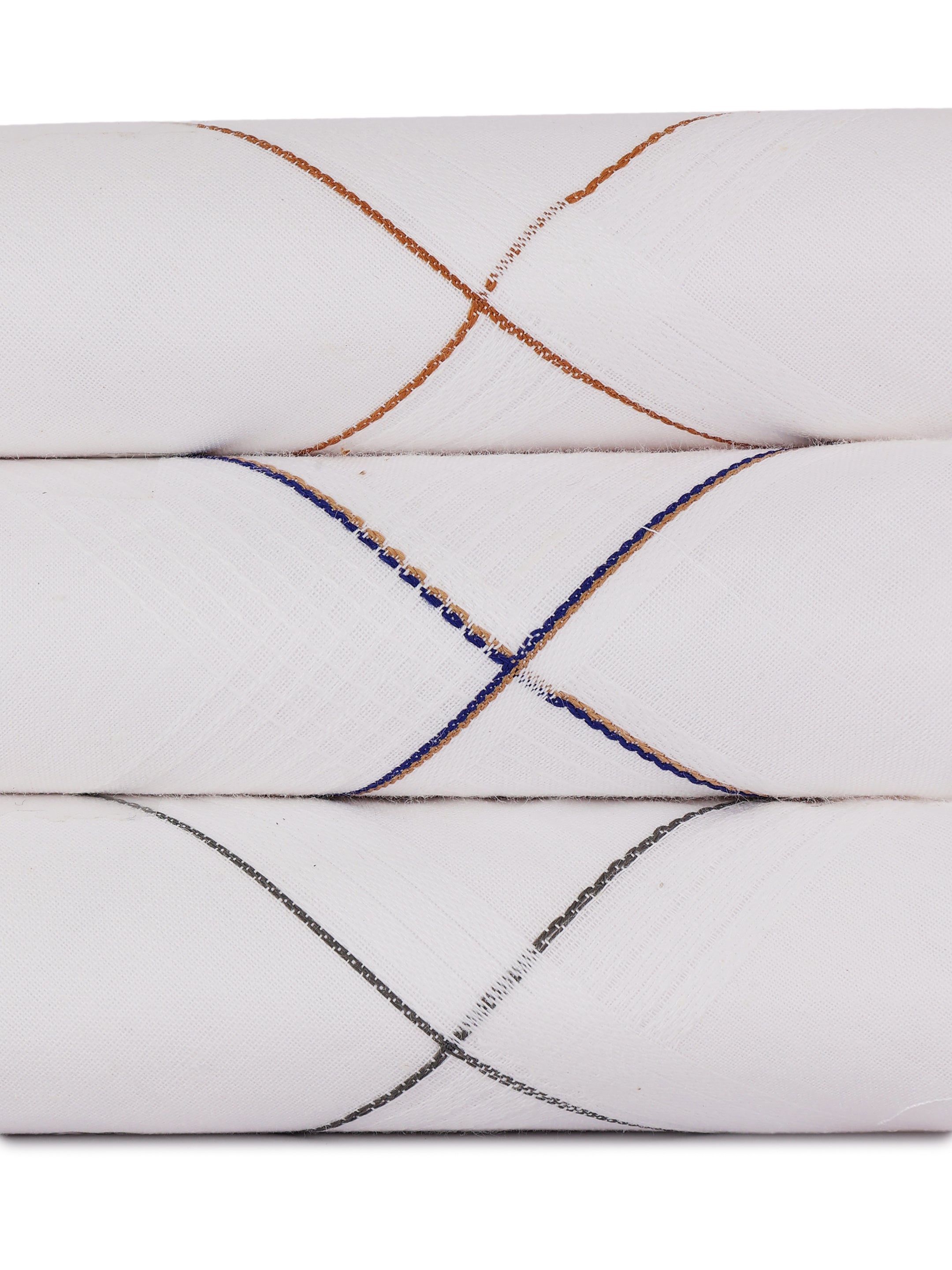 Alvaro Castagnino Men Pack Of 3 Striped Pure Cotton Handkerchief