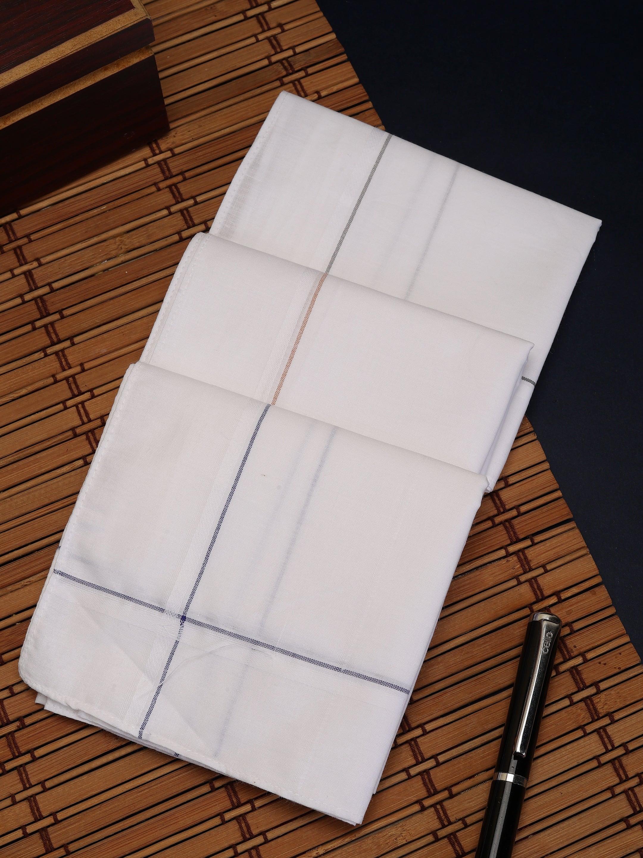 Alvaro Castagnino Men Pack Of 3 Striped Pure Cotton Handkerchief