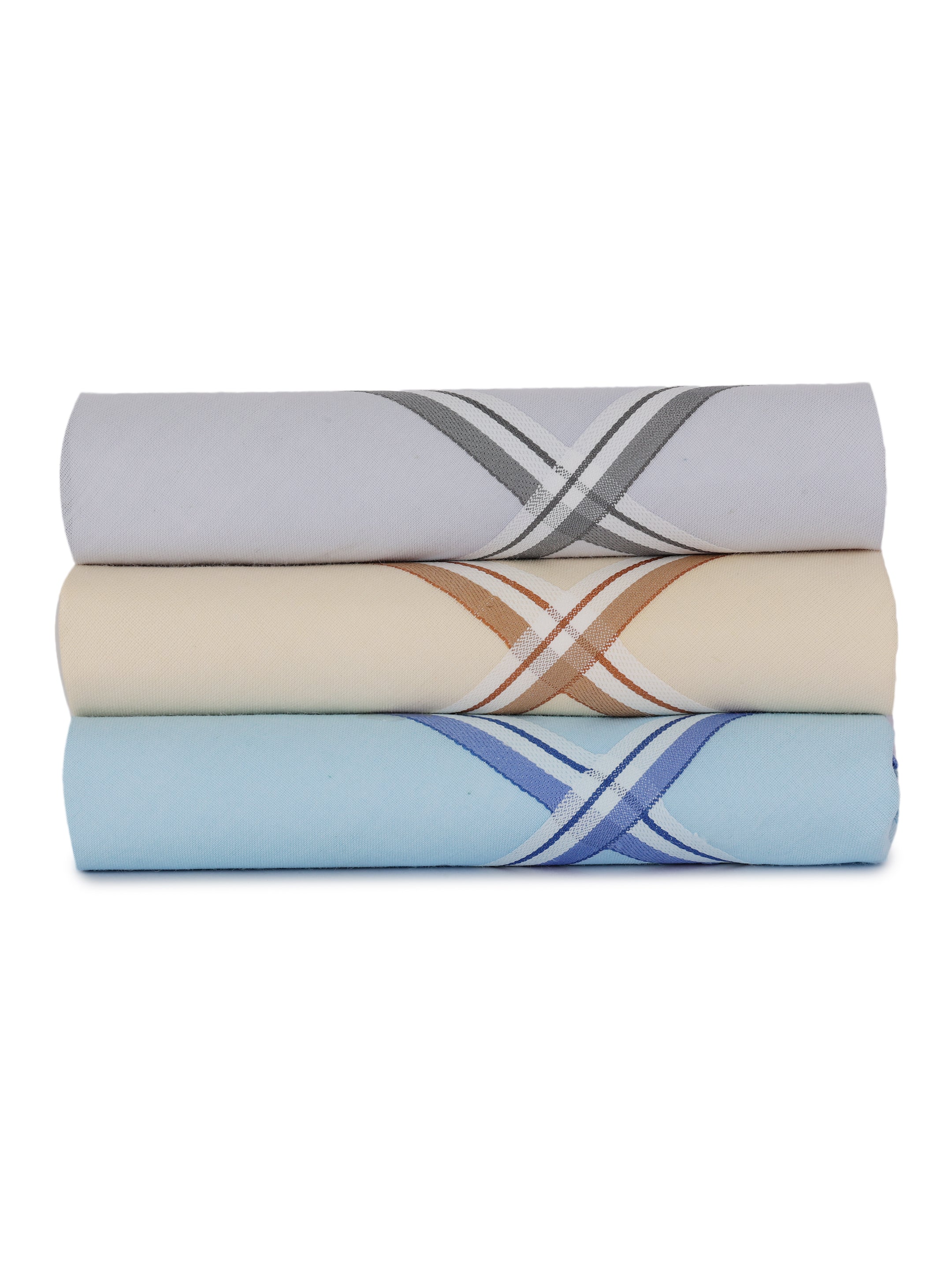 Alvaro Castagnino Men Pack Of 3 Assorted Striped Pure Cotton Handkerchief