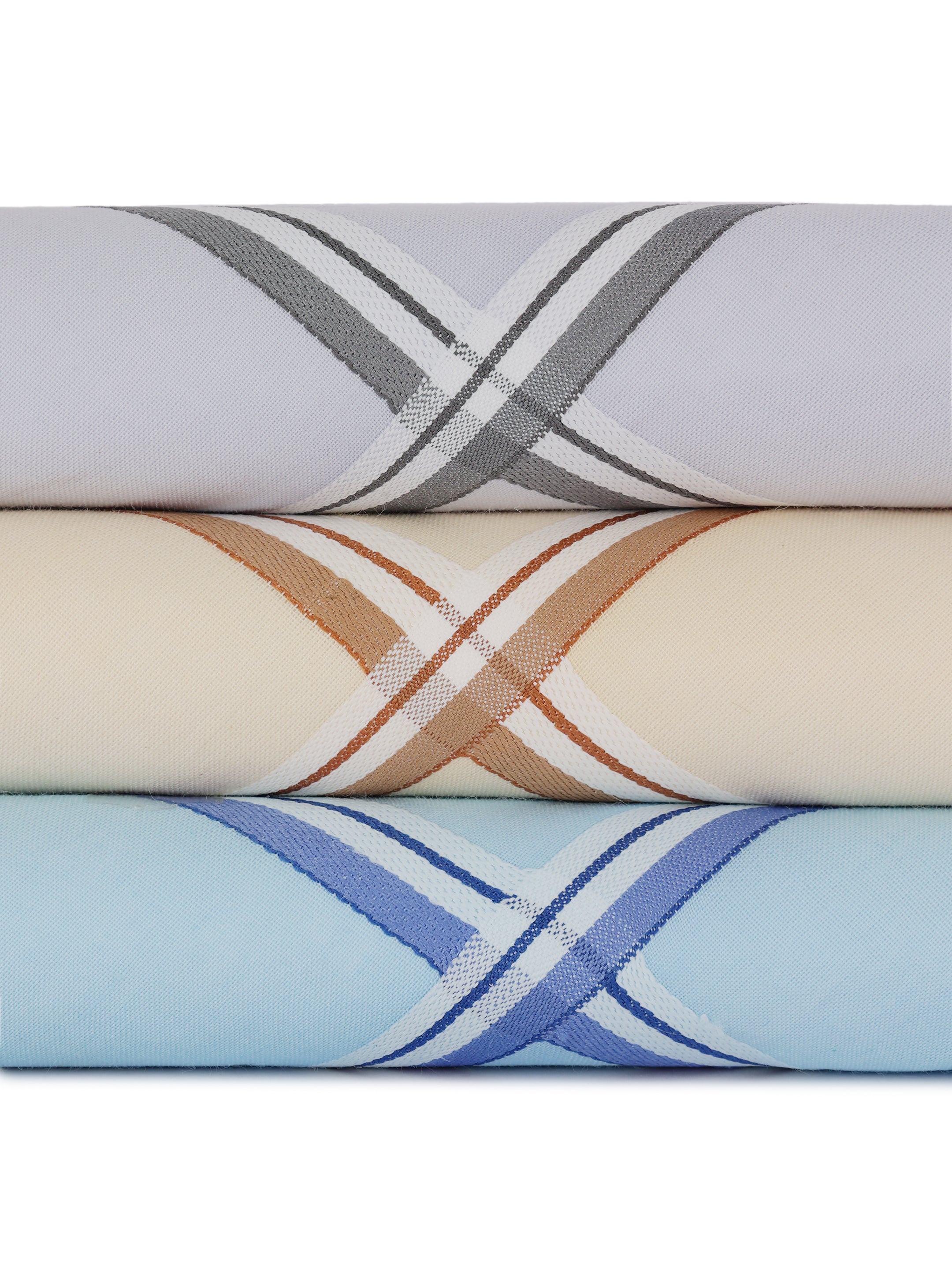 Alvaro Castagnino Men Pack Of 3 Assorted Striped Pure Cotton Handkerchief