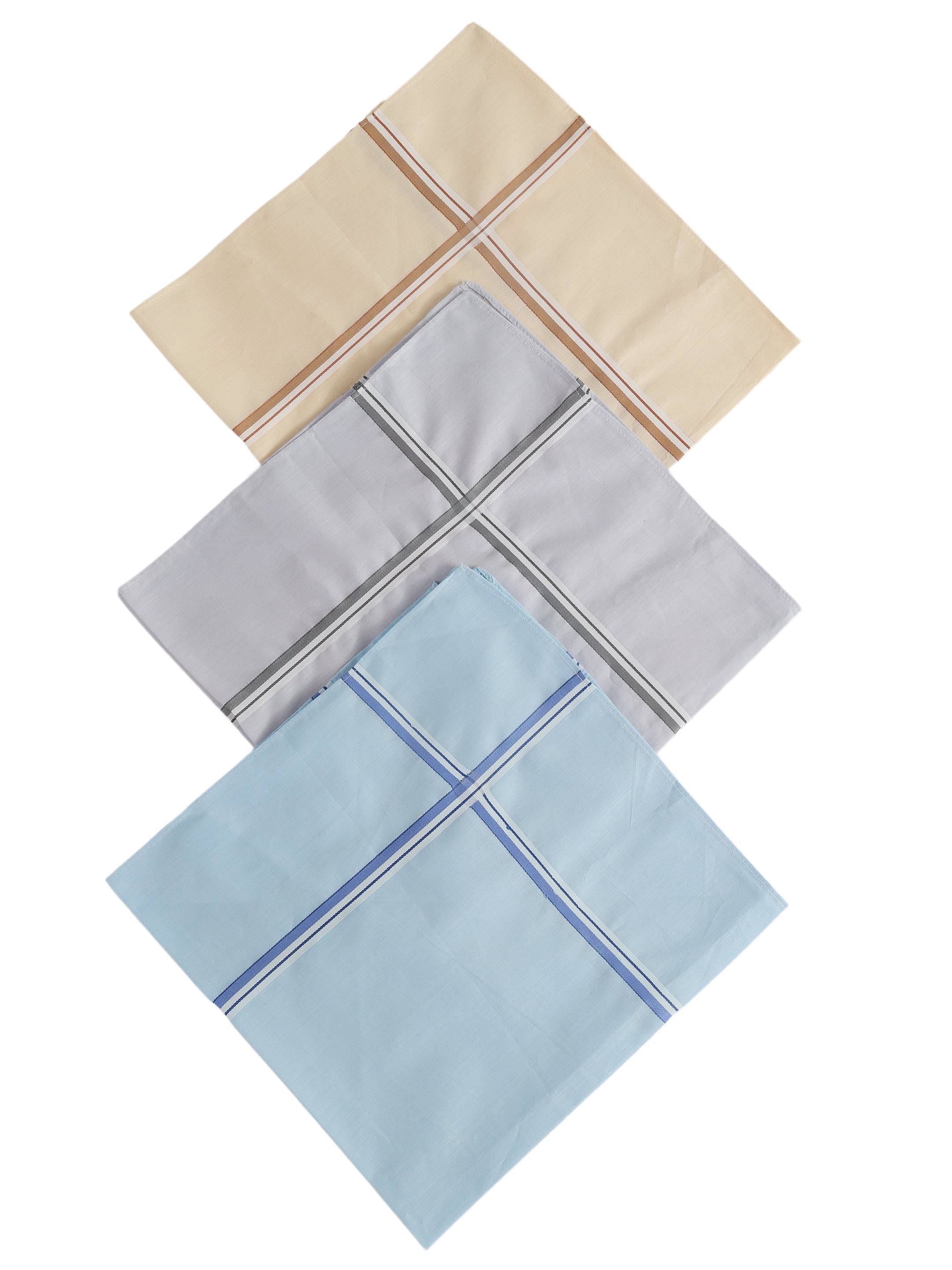 Alvaro Castagnino Men Pack Of 3 Assorted Striped Pure Cotton Handkerchief