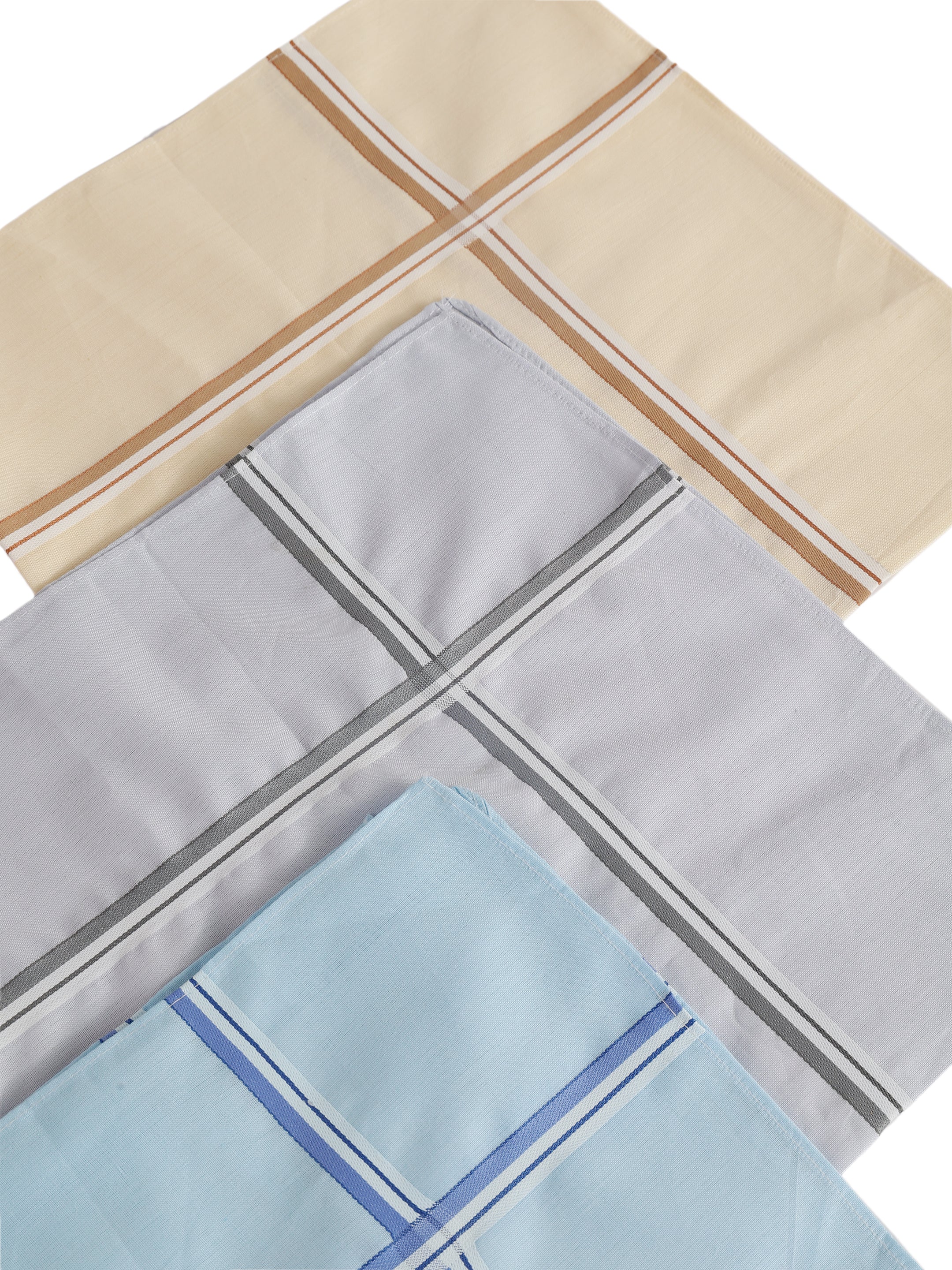 Alvaro Castagnino Men Pack Of 3 Assorted Striped Pure Cotton Handkerchief