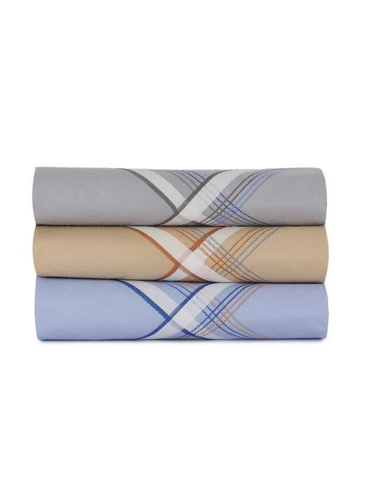Alvaro Castagnino Men Pack Of 3 Assorted Striped Pure Cotton Handkerchief