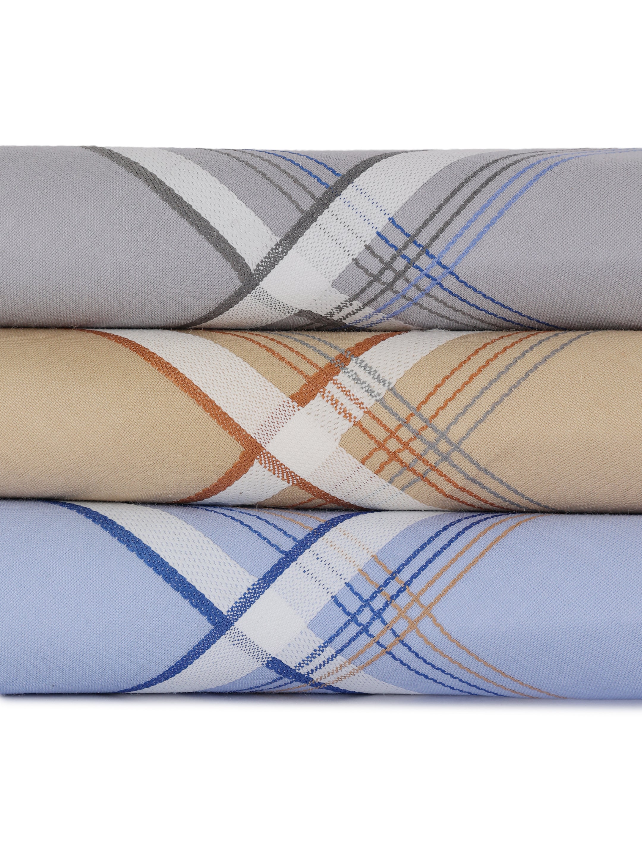 Alvaro Castagnino Men Pack Of 3 Assorted Striped Pure Cotton Handkerchief
