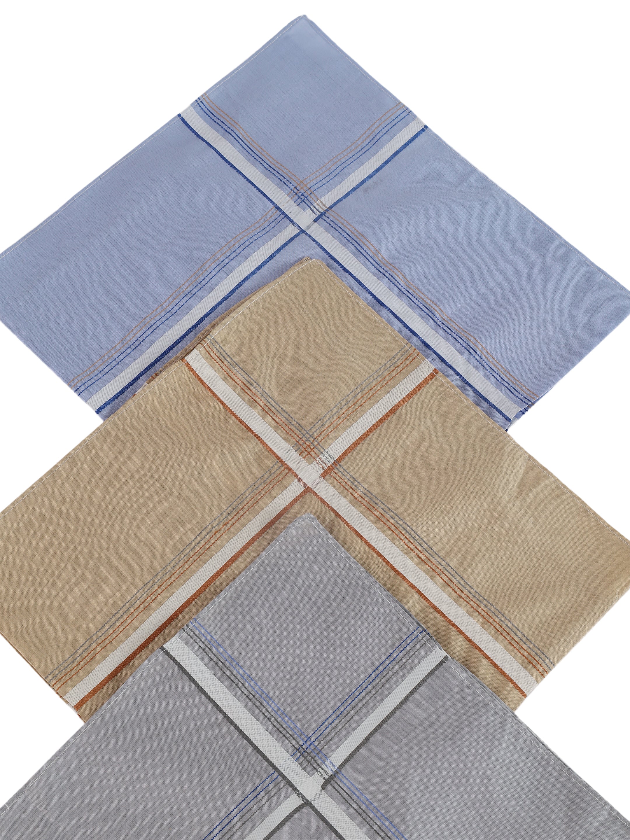 Alvaro Castagnino Men Pack Of 3 Assorted Striped Pure Cotton Handkerchief