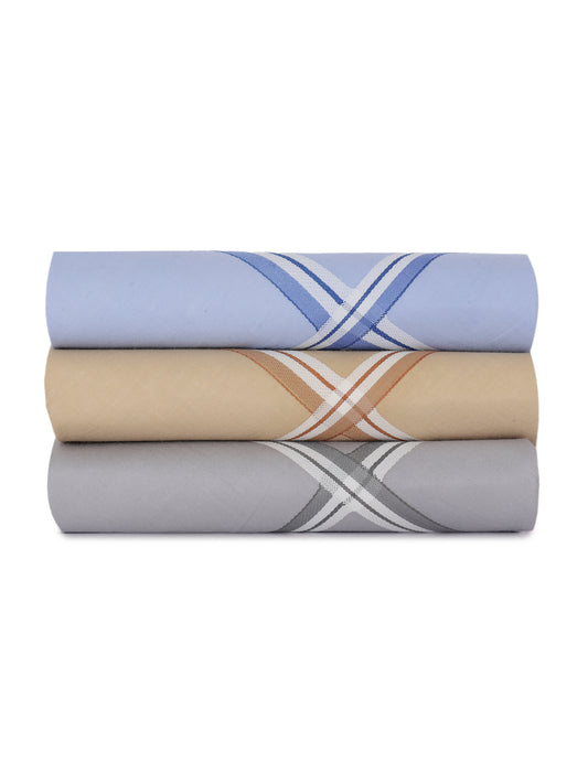 Alvaro Castagnino Men Pack Of 3 Assorted Striped Pure Cotton Handkerchief
