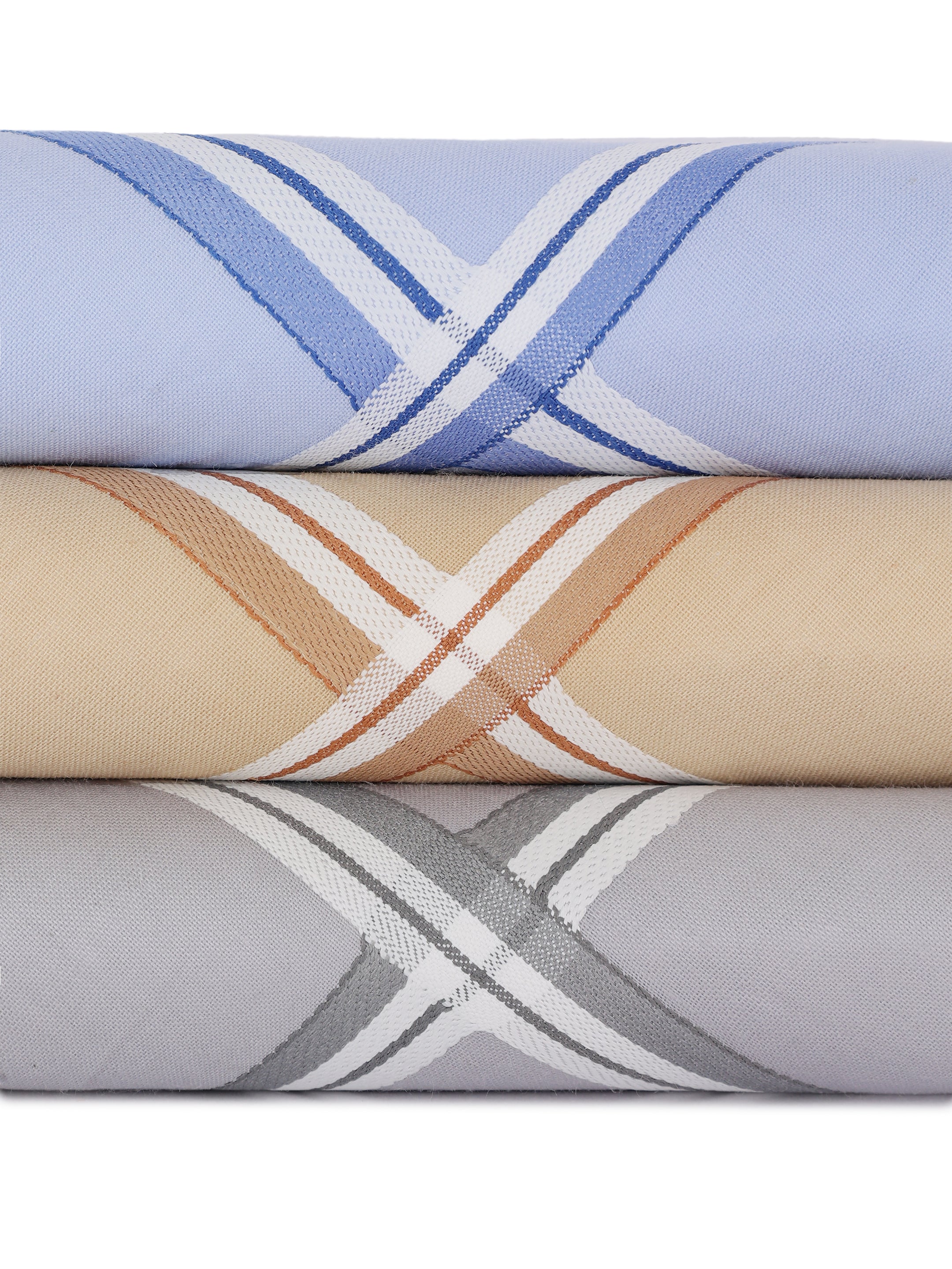 Alvaro Castagnino Men Pack Of 3 Assorted Striped Pure Cotton Handkerchief