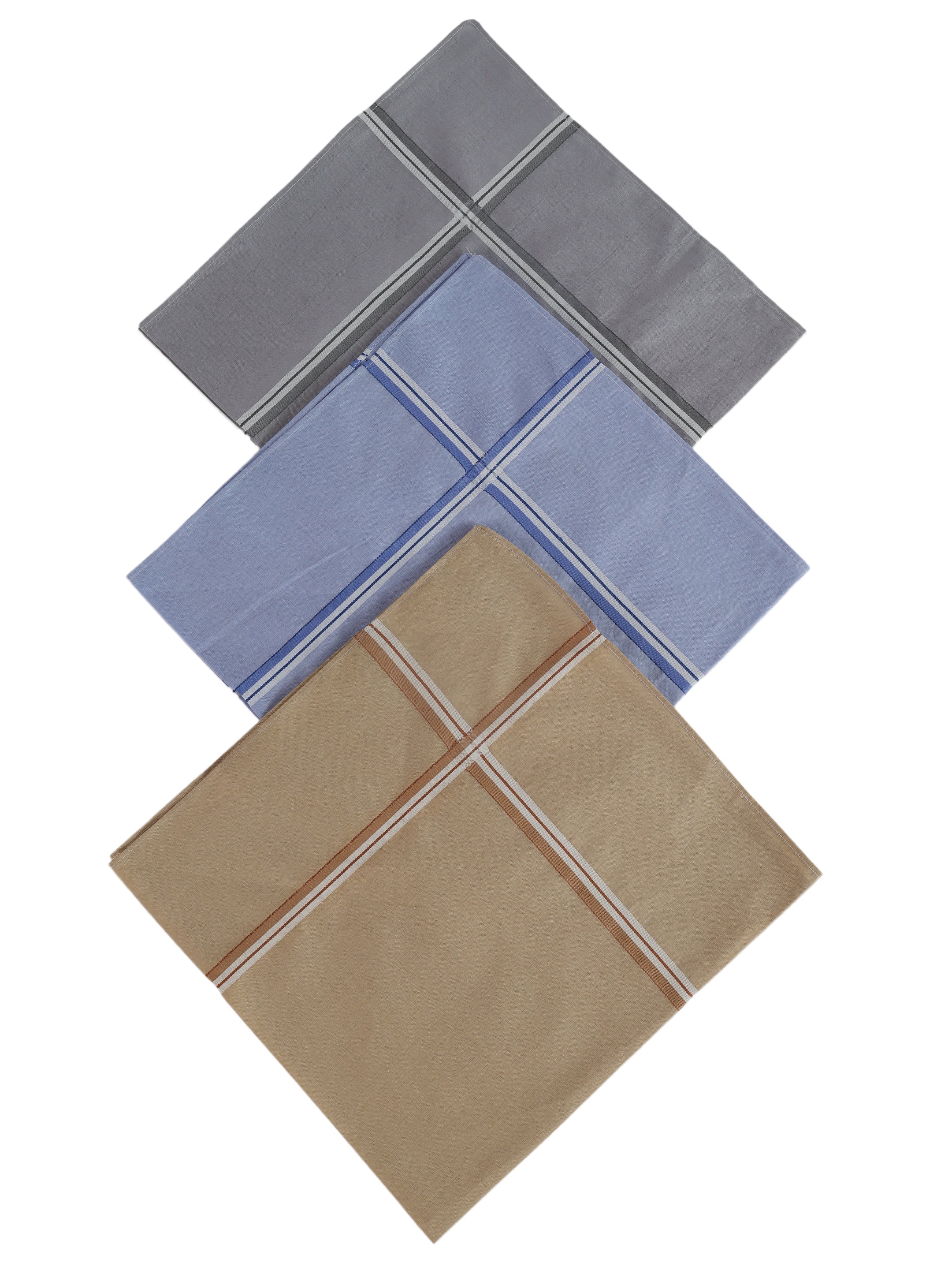 Alvaro Castagnino Men Pack Of 3 Assorted Striped Pure Cotton Handkerchief