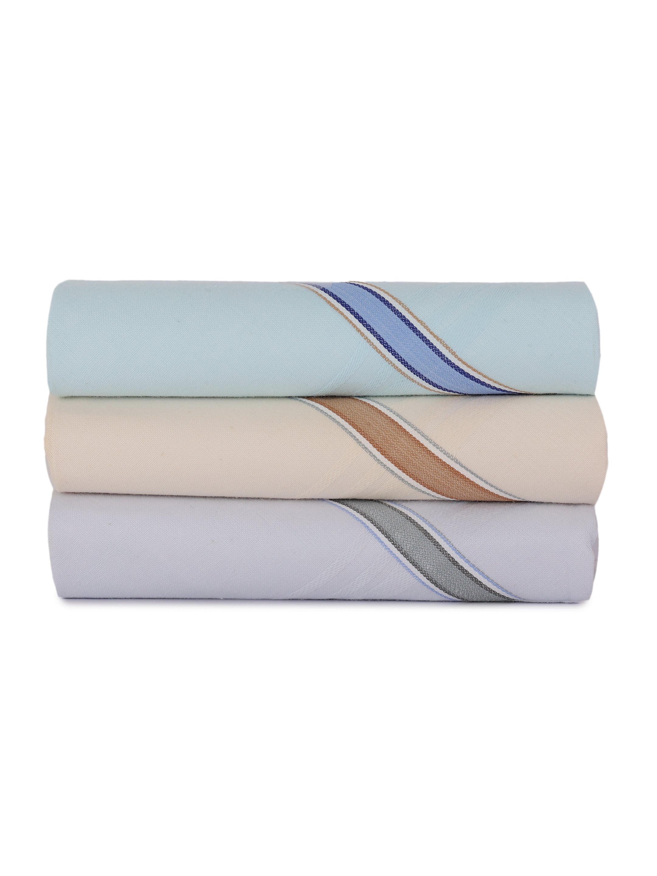 Alvaro Castagnino Men Pack Of 3 Assorted Striped Pure Cotton Handkerchief