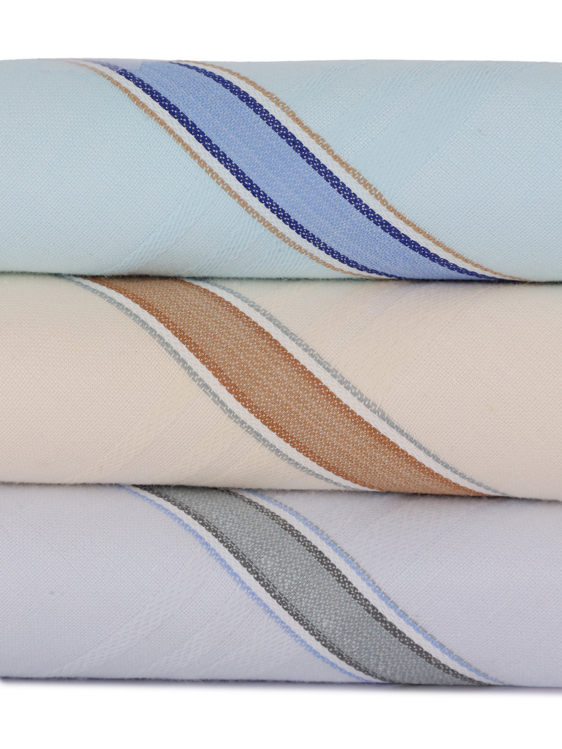 Alvaro Castagnino Men Pack Of 3 Assorted Striped Pure Cotton Handkerchief