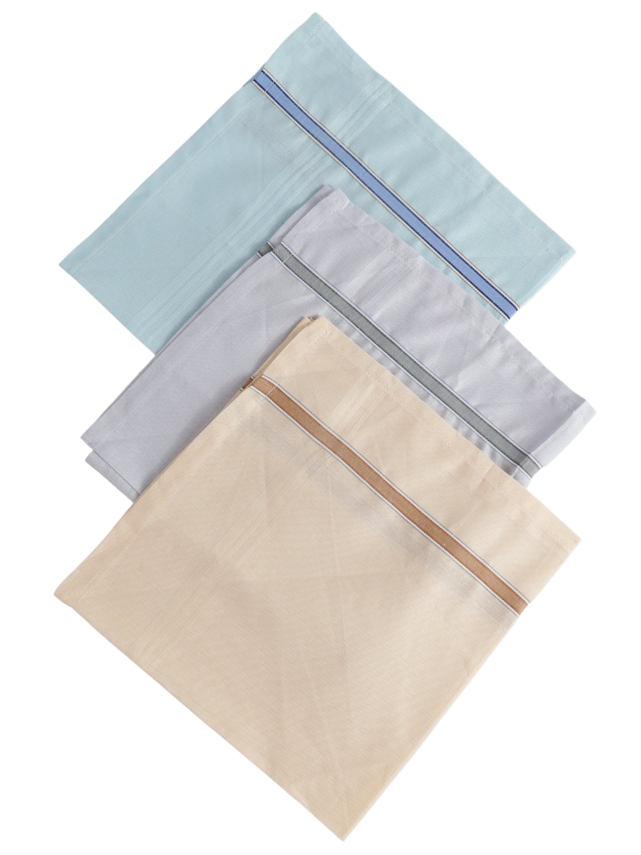 Alvaro Castagnino Men Pack Of 3 Assorted Striped Pure Cotton Handkerchief
