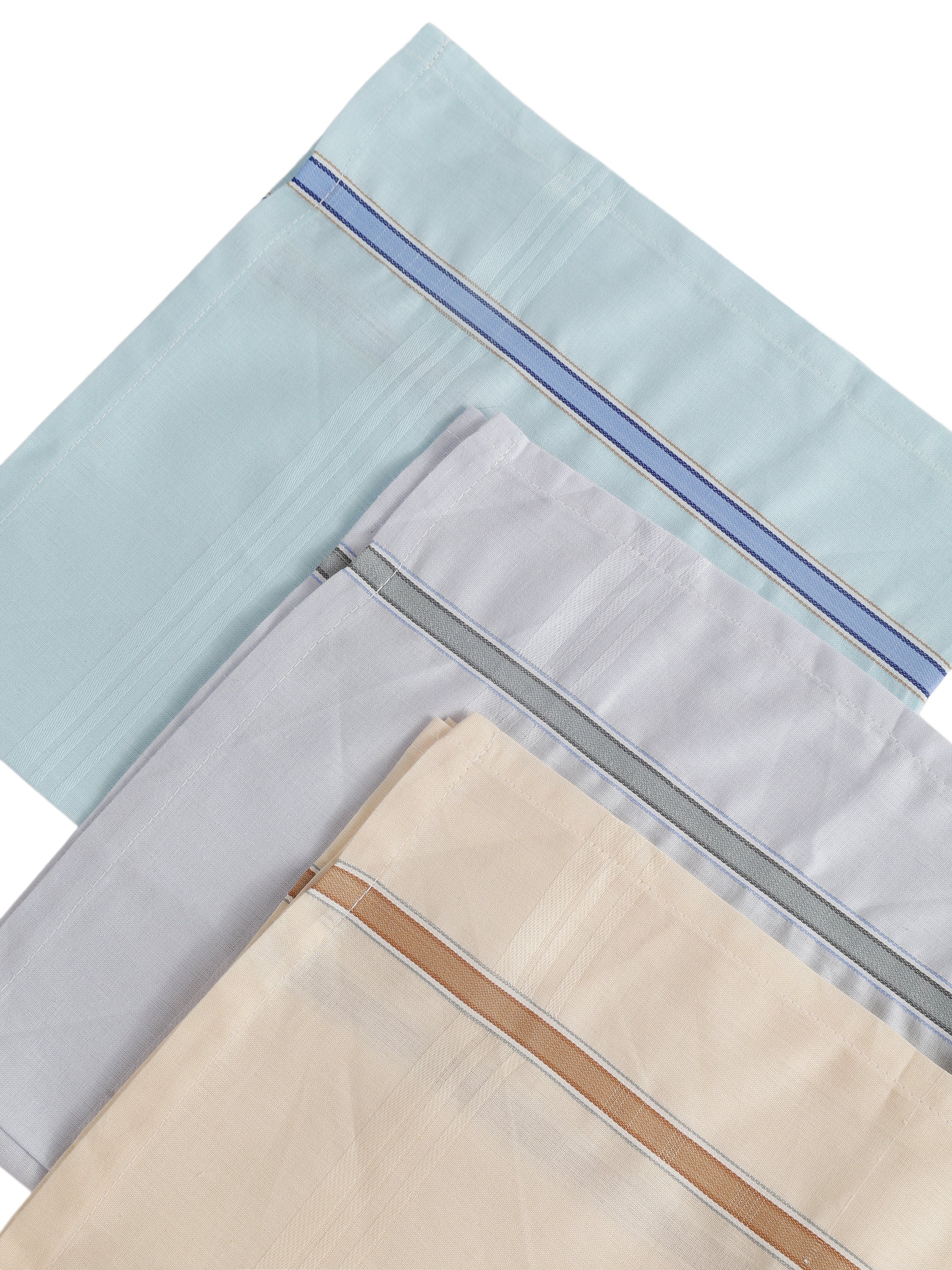 Alvaro Castagnino Men Pack Of 3 Assorted Striped Pure Cotton Handkerchief