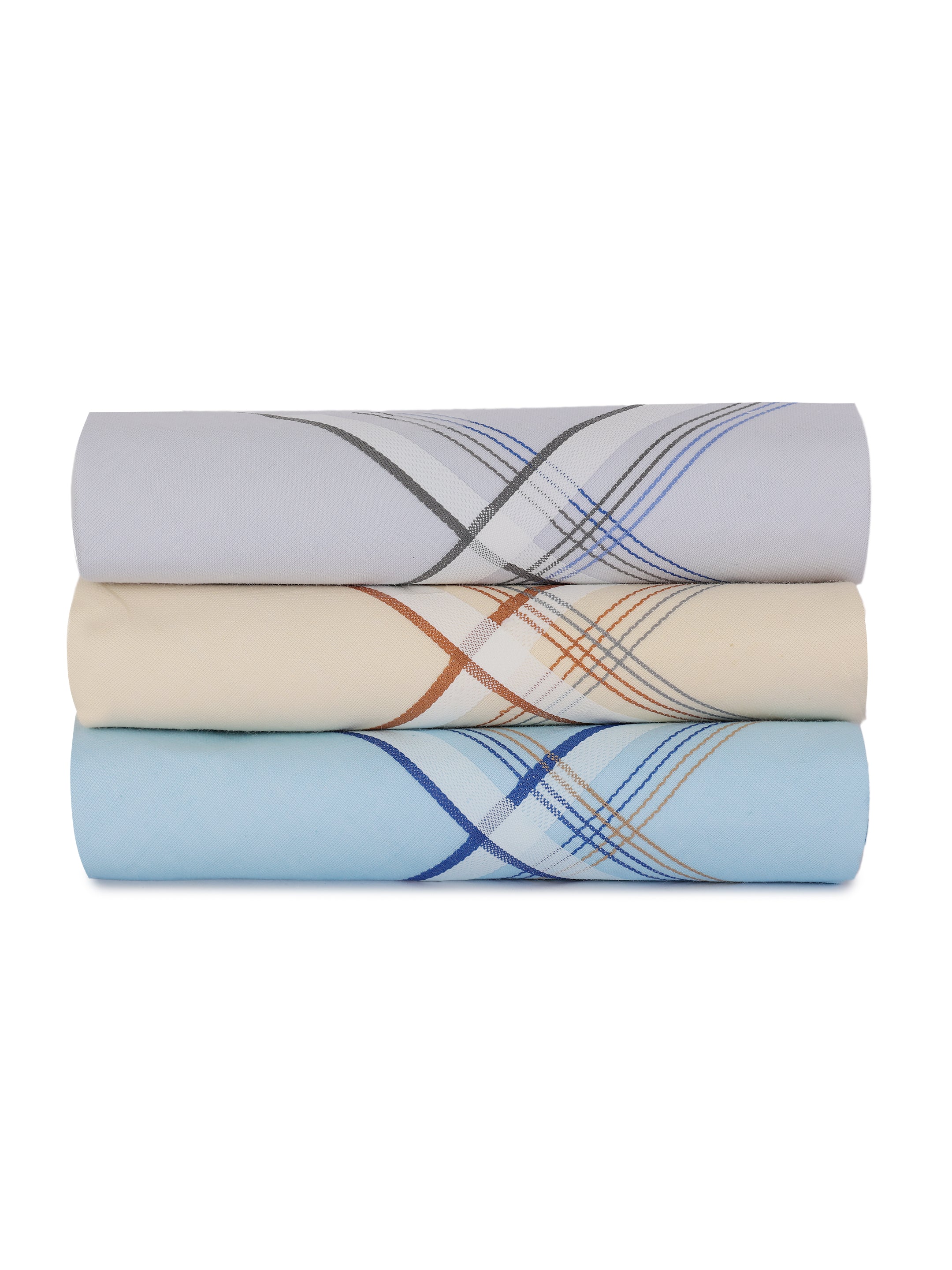 Alvaro Castagnino Men Pack Of 3 Assorted Striped Pure Cotton Handkerchief