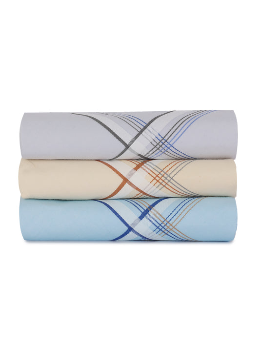 Alvaro Castagnino Men Pack Of 3 Assorted Striped Pure Cotton Handkerchief