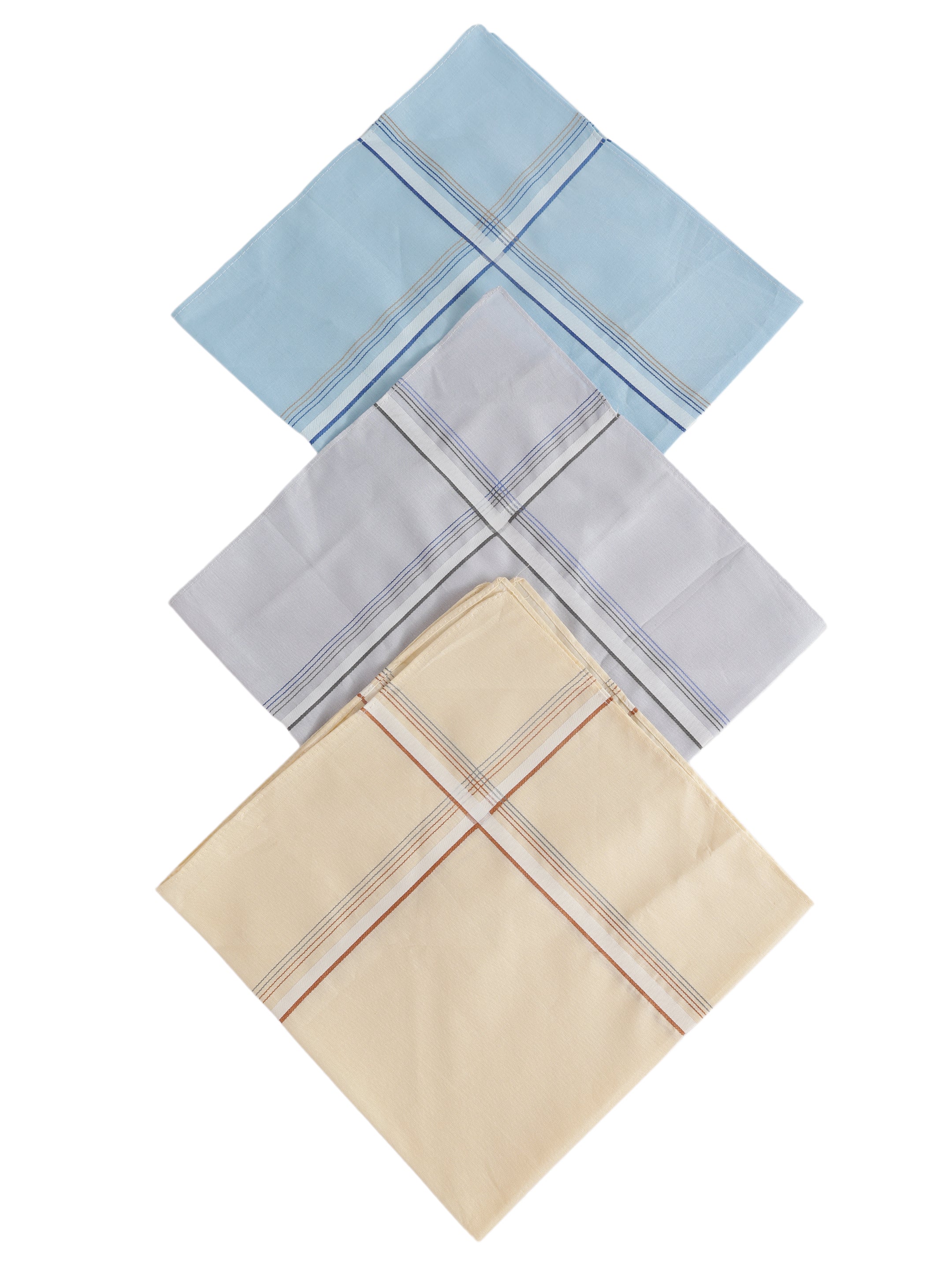 Alvaro Castagnino Men Pack Of 3 Assorted Striped Pure Cotton Handkerchief