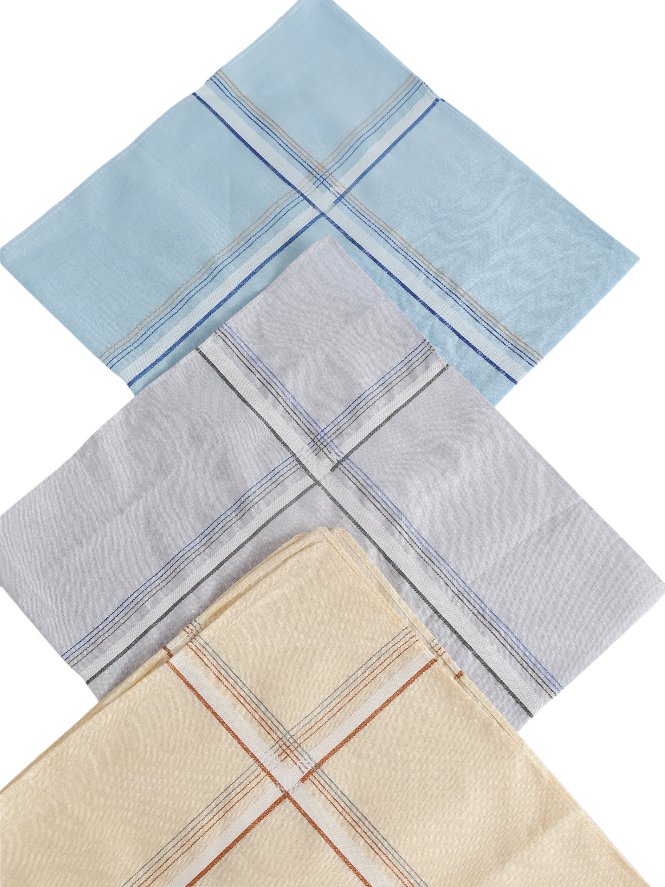 Alvaro Castagnino Men Pack Of 3 Assorted Striped Pure Cotton Handkerchief