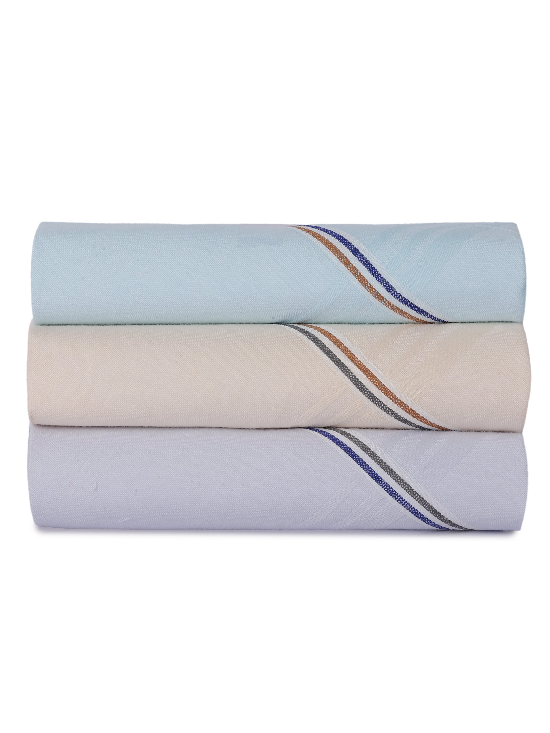 Alvaro Castagnino Men Pack Of 3 Assorted Striped Pure Cotton Handkerchief