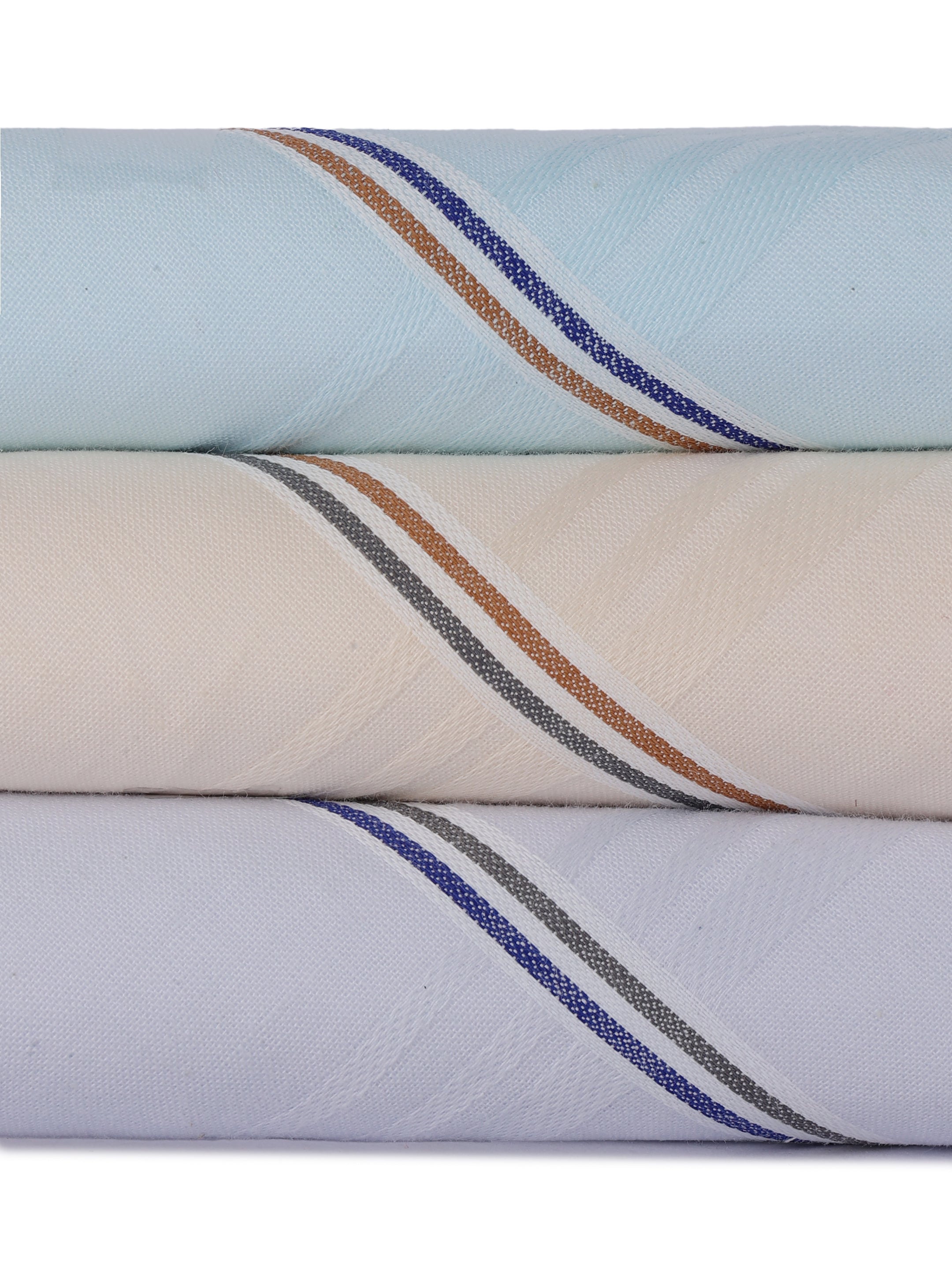 Alvaro Castagnino Men Pack Of 3 Assorted Striped Pure Cotton Handkerchief