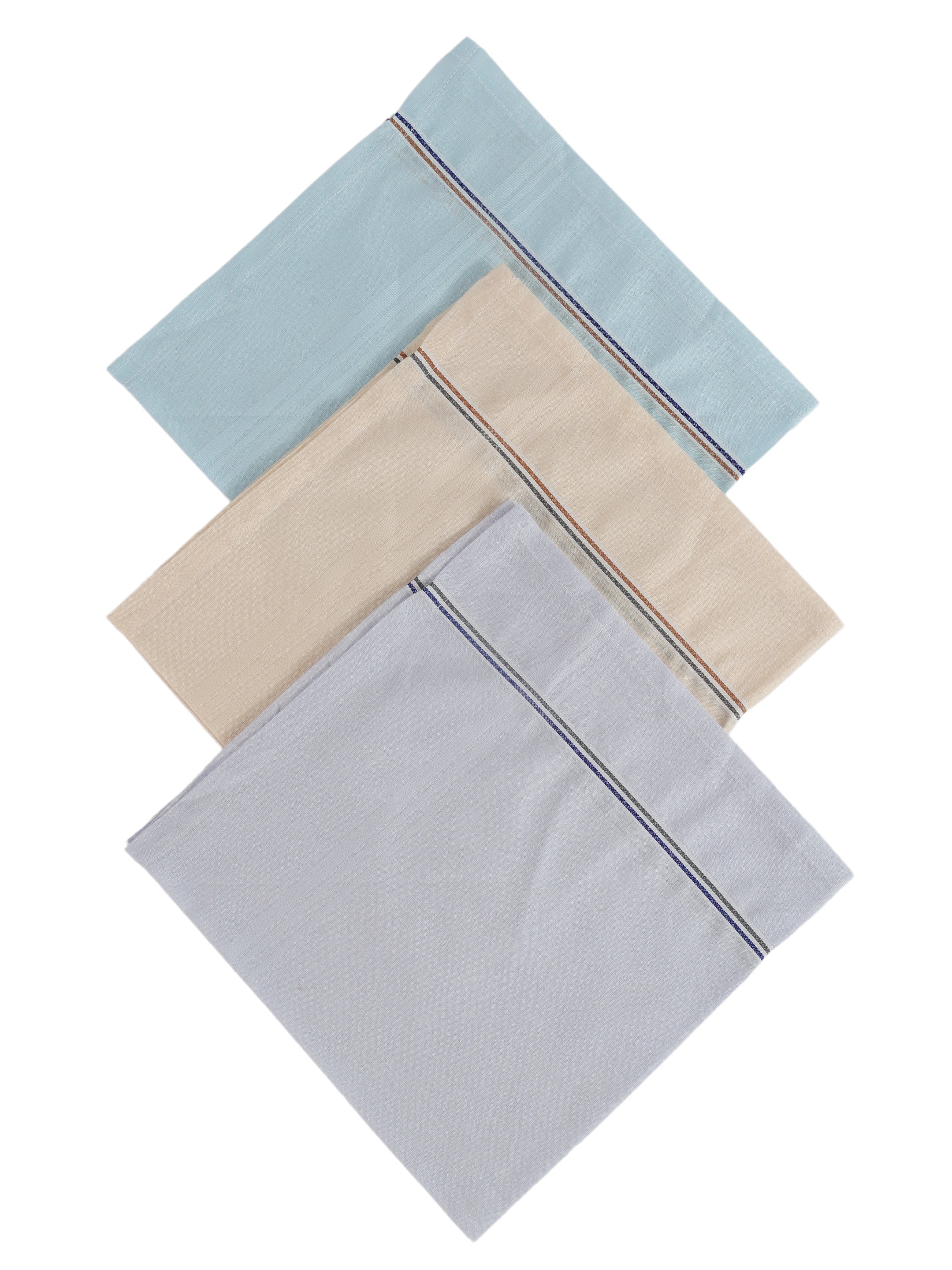 Alvaro Castagnino Men Pack Of 3 Assorted Striped Pure Cotton Handkerchief