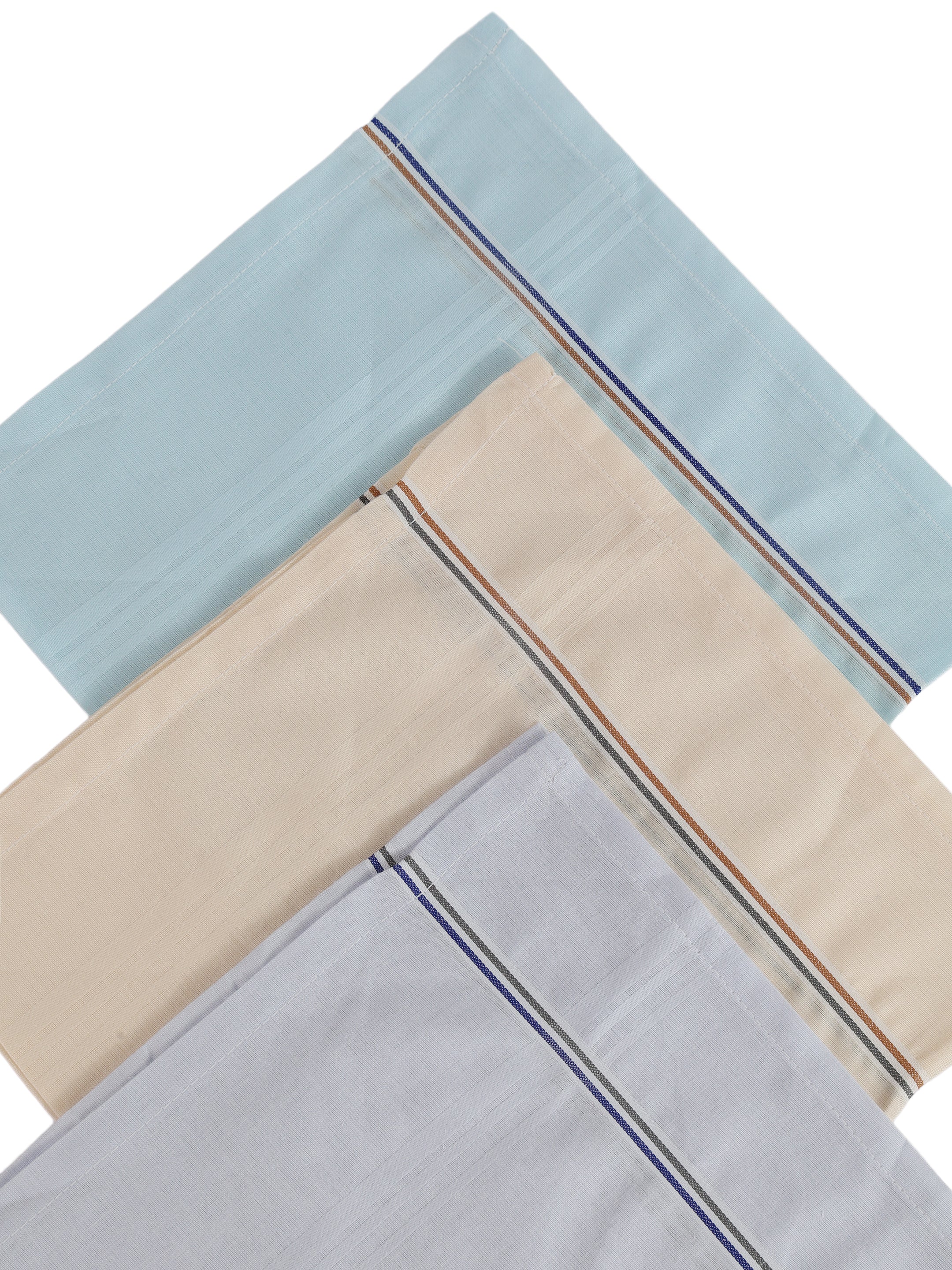 Alvaro Castagnino Men Pack Of 3 Assorted Striped Pure Cotton Handkerchief
