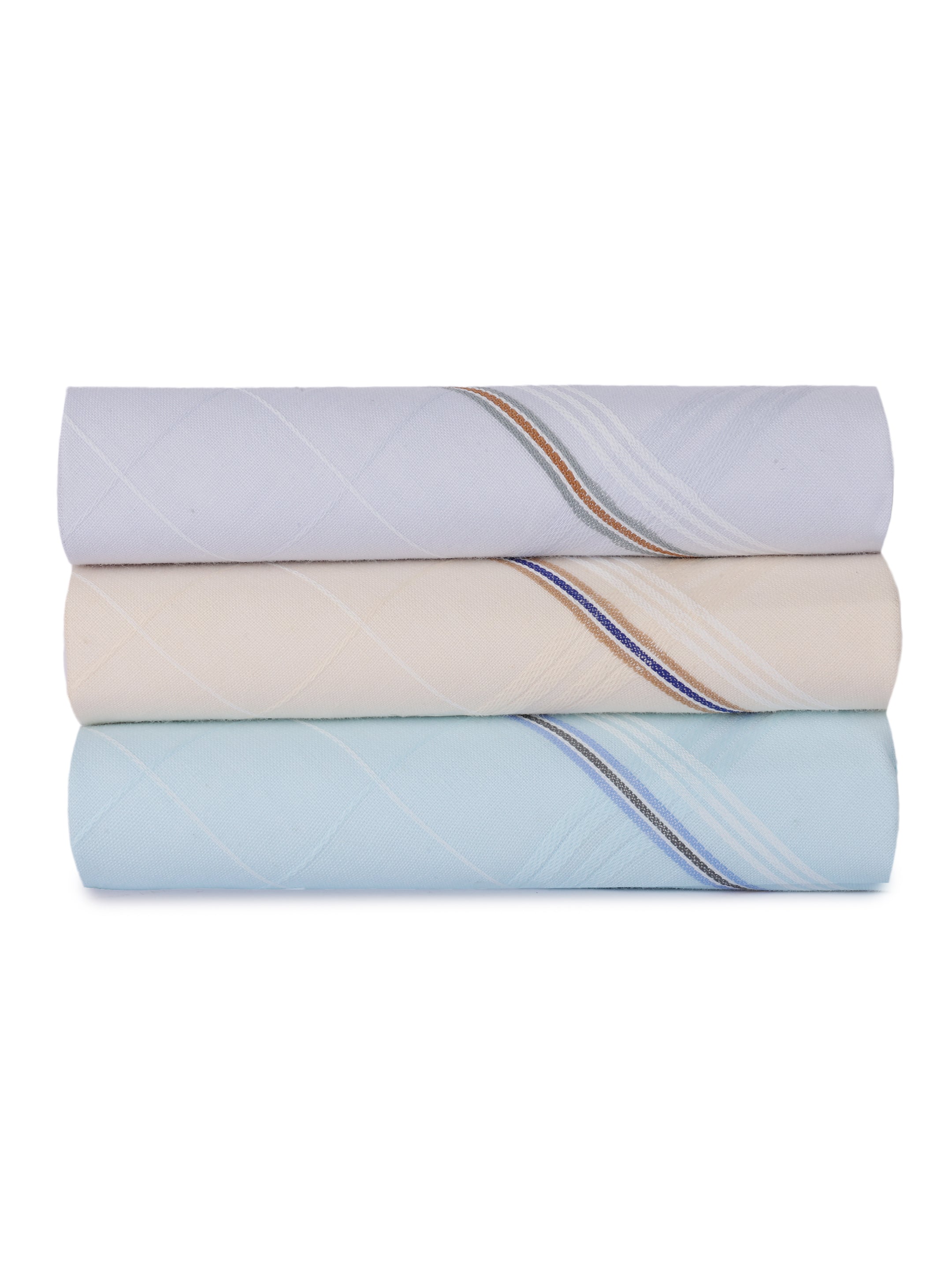 Alvaro Castagnino Men Pack Of 6 Assorted Striped Pure Cotton Handkerchief
