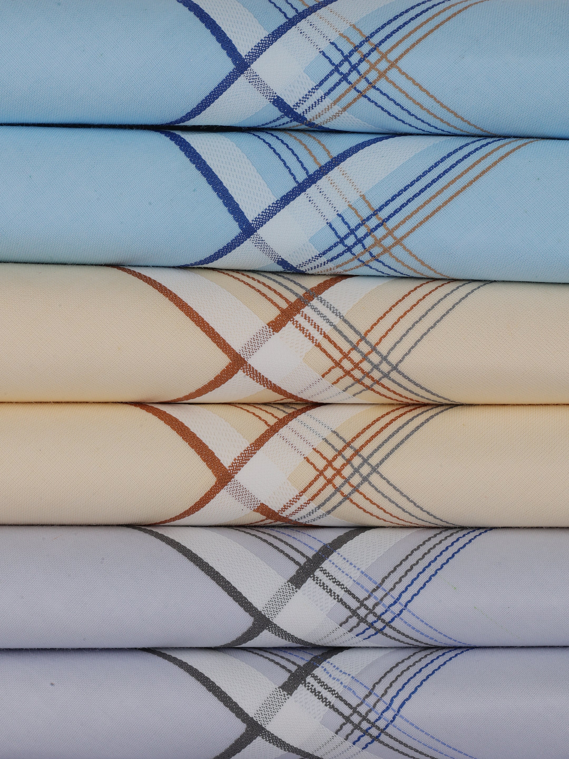 Alvaro Castagnino Men Pack Of 6 Assorted Striped Pure Cotton Handkerchief