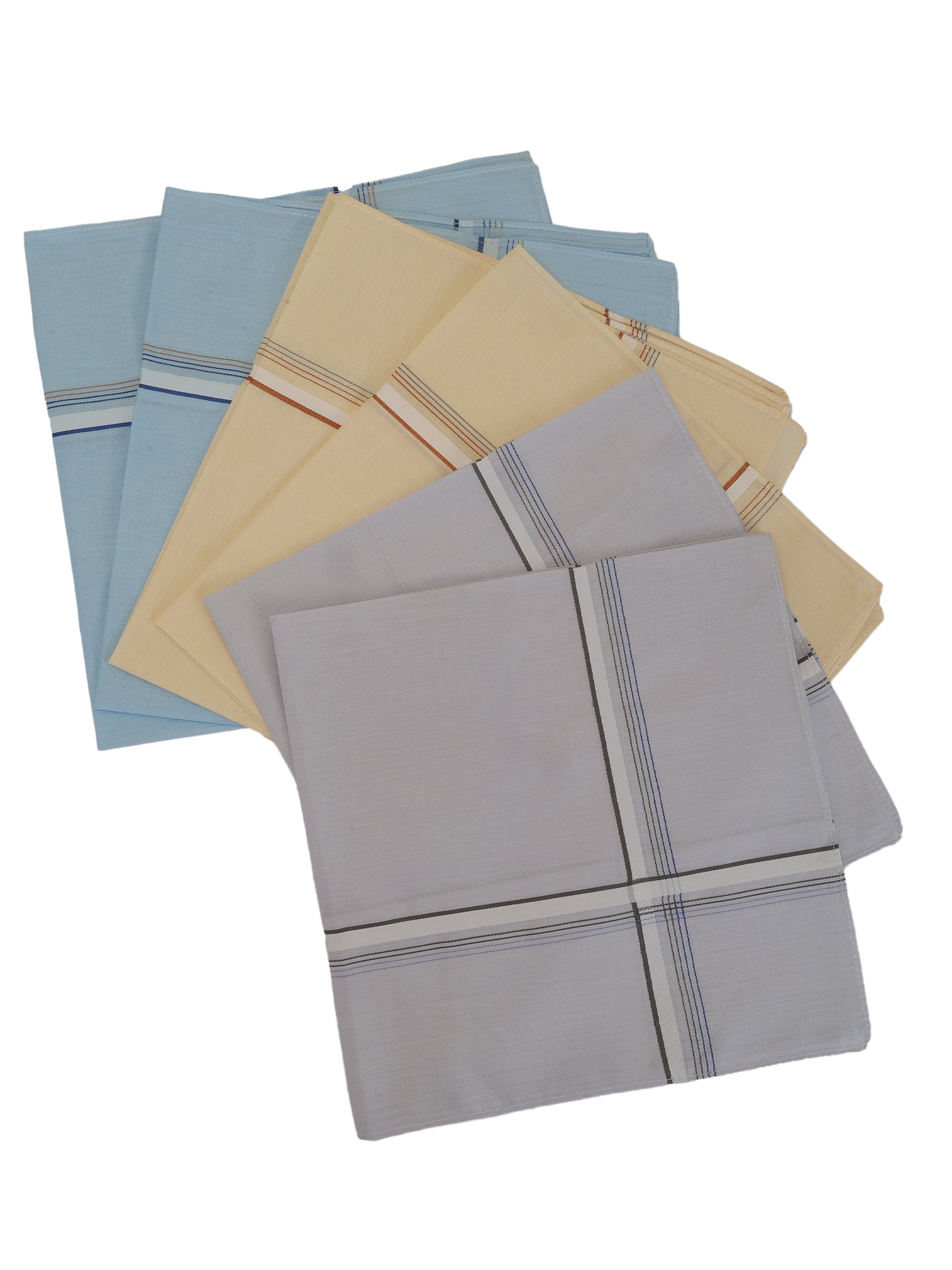 Alvaro Castagnino Men Pack Of 6 Assorted Striped Pure Cotton Handkerchief