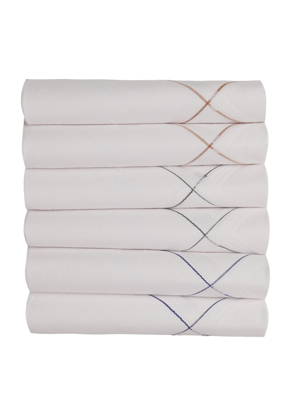 Alvaro Castagnino Men Pack Of 6 Striped Pure Cotton Handkerchief