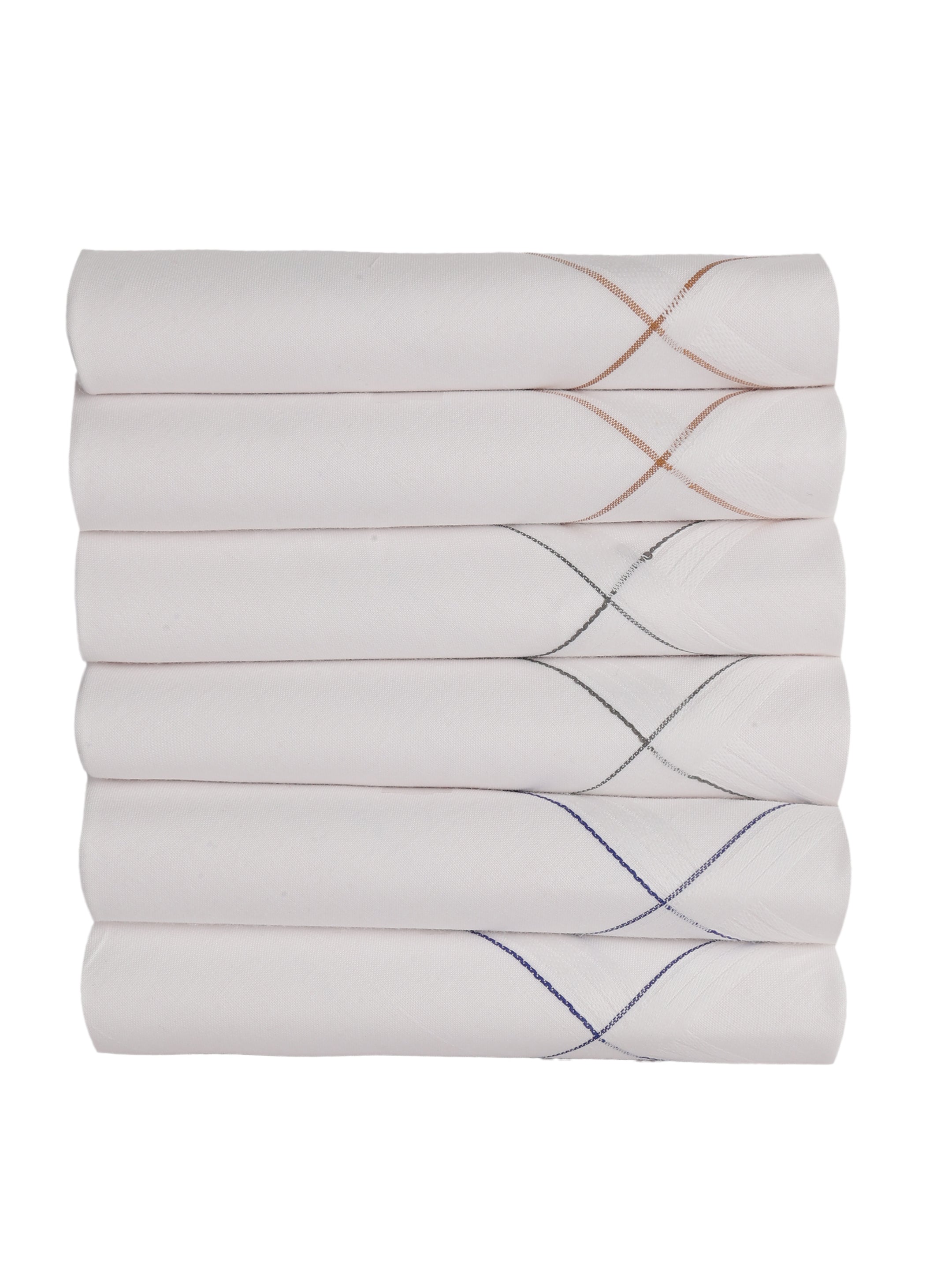 Alvaro Castagnino Men Pack Of 6 Striped Pure Cotton Handkerchief