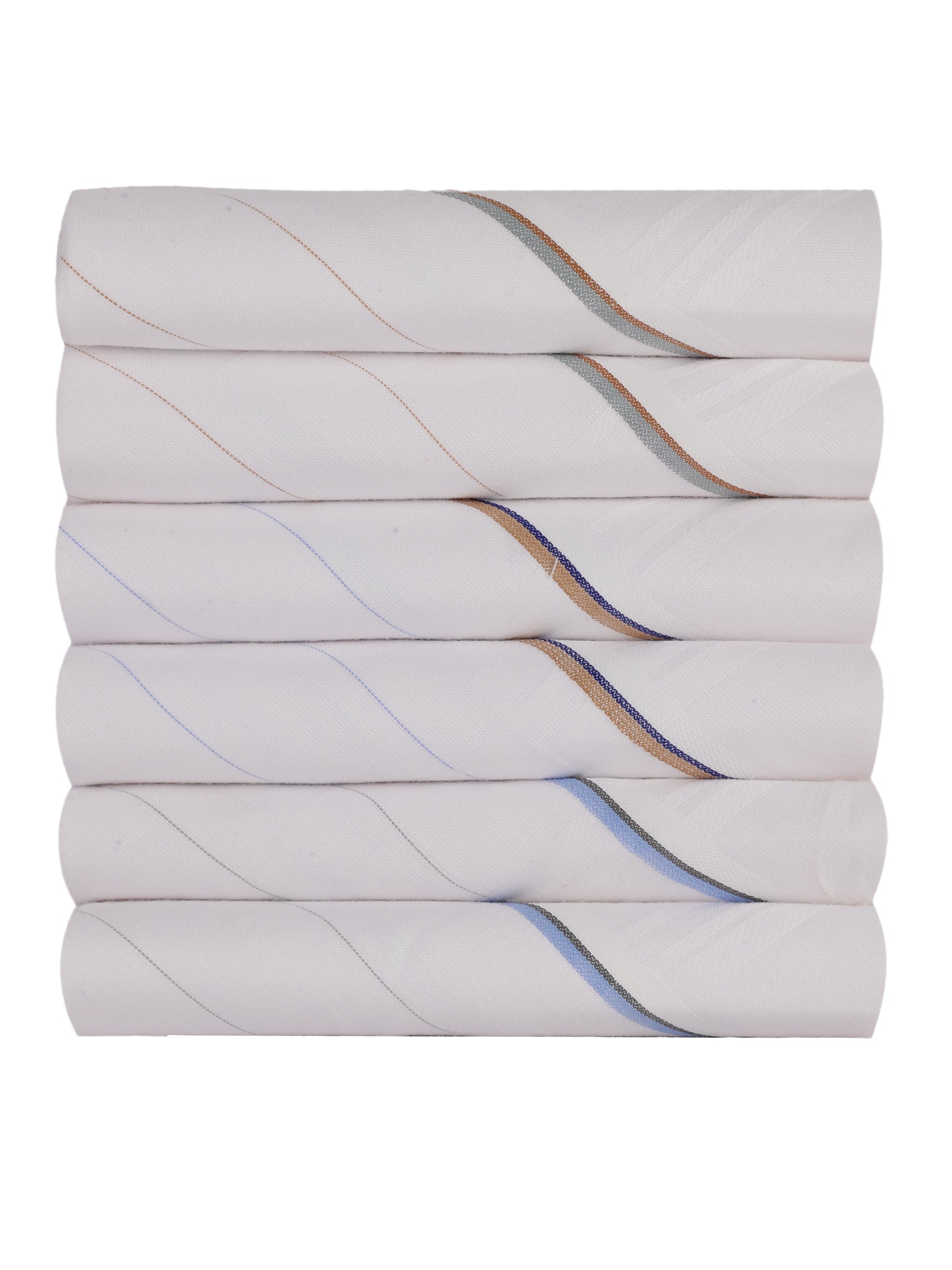 Alvaro Castagnino Men Pack Of 6 Striped Pure Cotton Handkerchief