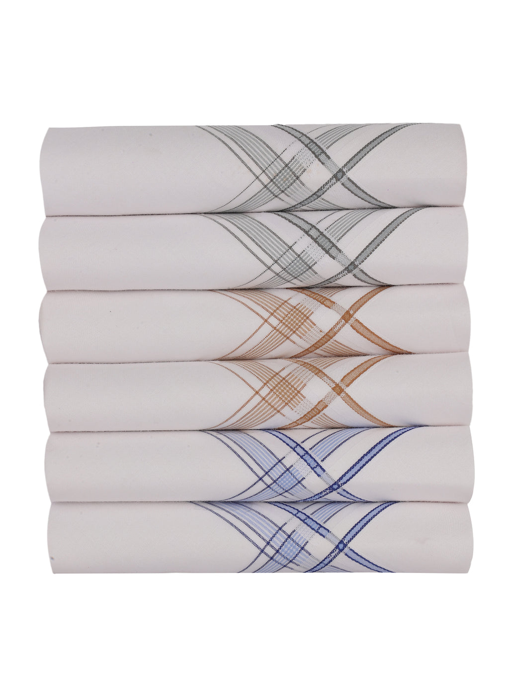 Alvaro Castagnino Men Pack Of 6 Striped Pure Cotton Handkerchief