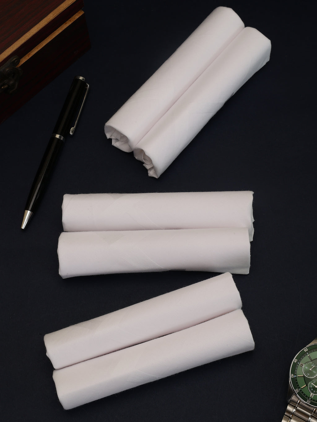 Alvaro Castagnino Men Pack Of 6 White Pure Cotton Handkerchief