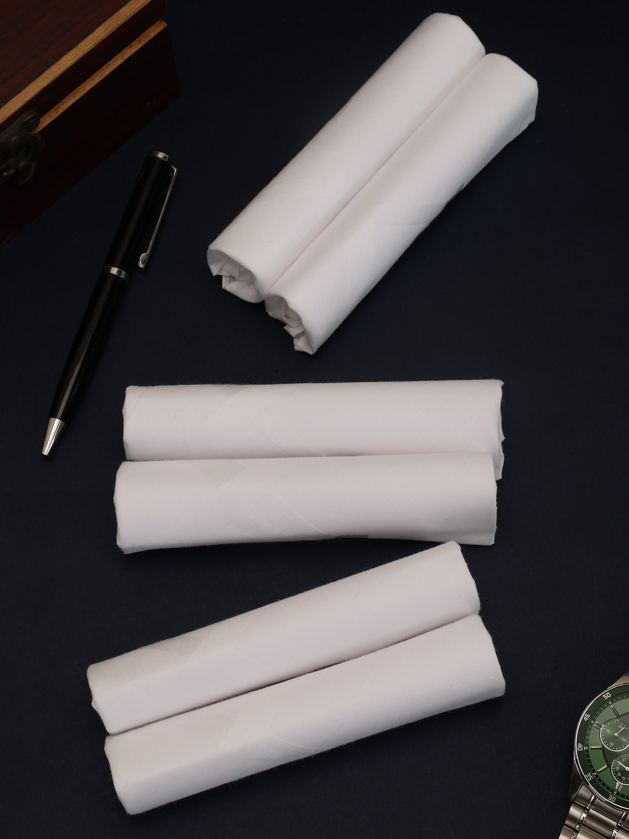 Alvaro Castagnino Men Pack Of 6 White Pure Cotton Handkerchief