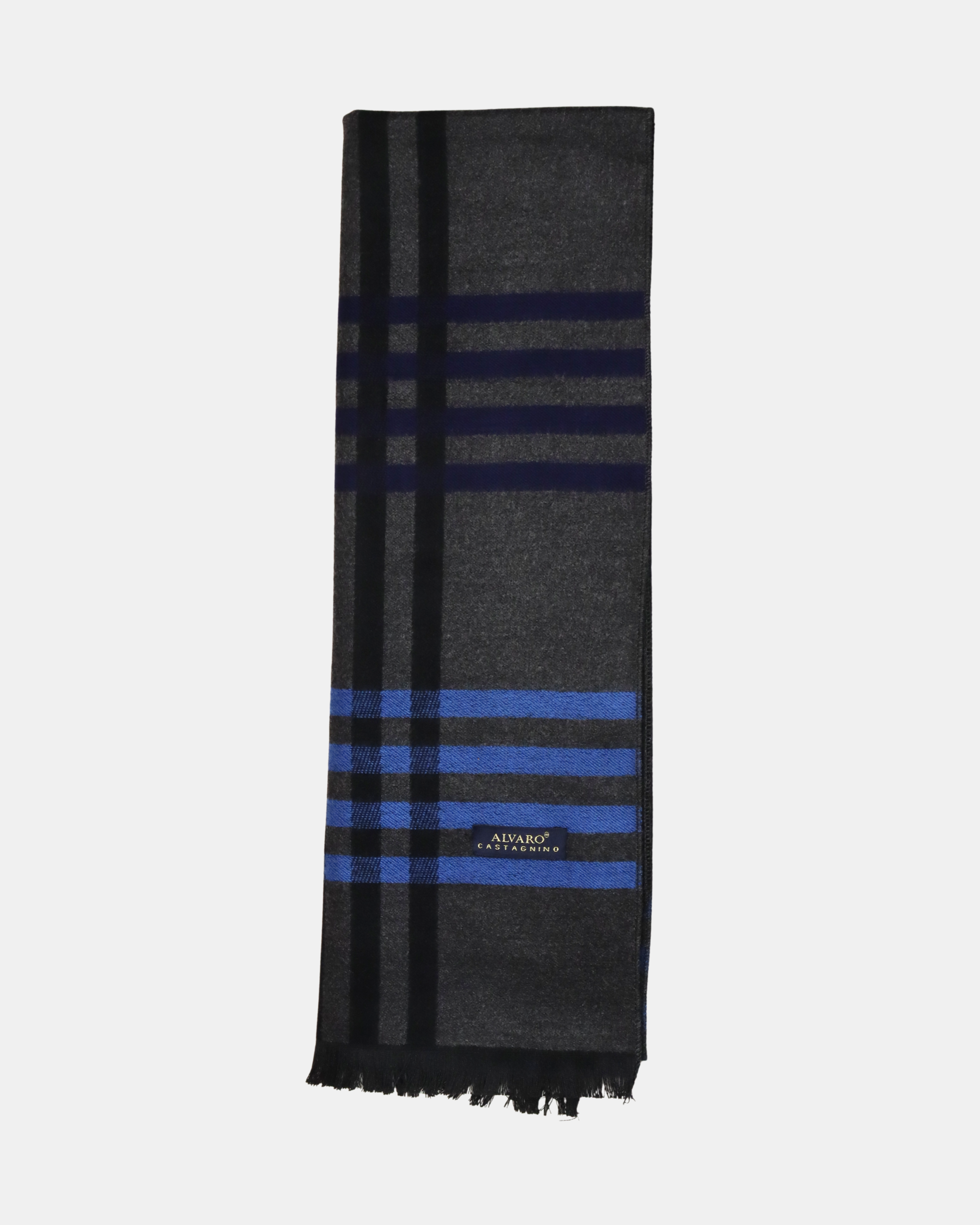 Grey & Blue Checked Winter Muffler