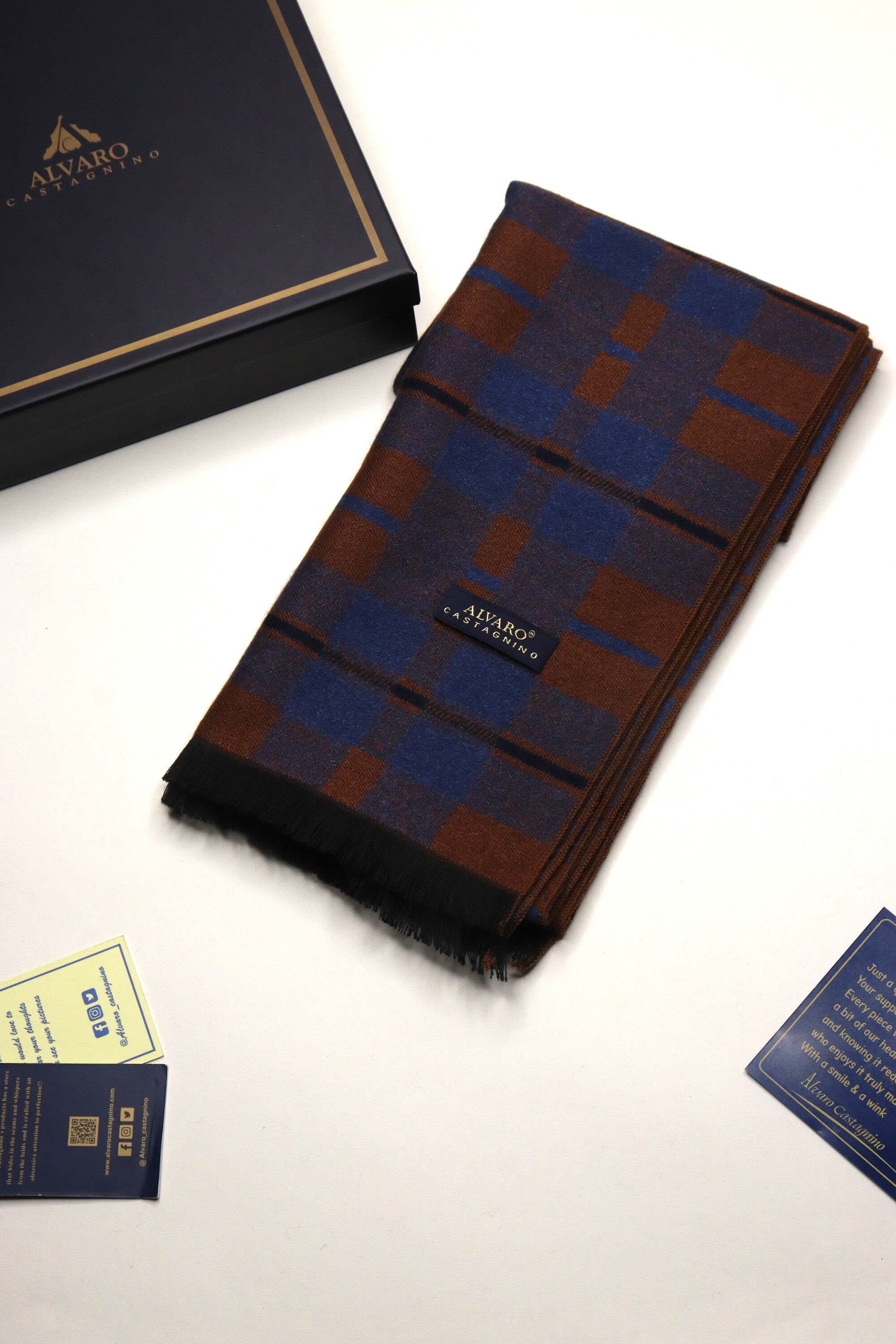 Blue & Brown Checked Woollen Muffler