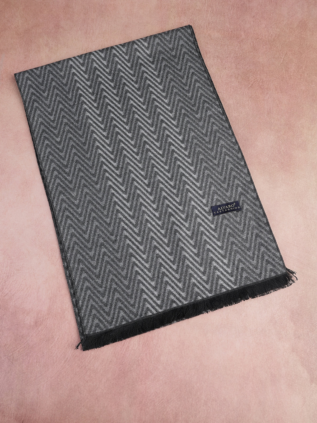 Charcoal Gray & Silver Chevron Zig-Zag Winter Muffler