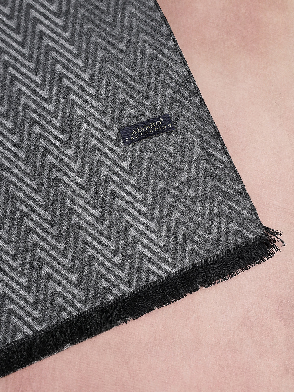 Charcoal Gray & Silver Chevron Zig-Zag Winter Muffler