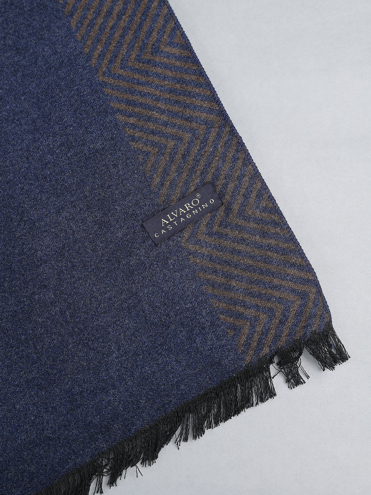 Navy Blue & Camel Chevron Border Winter Muffler