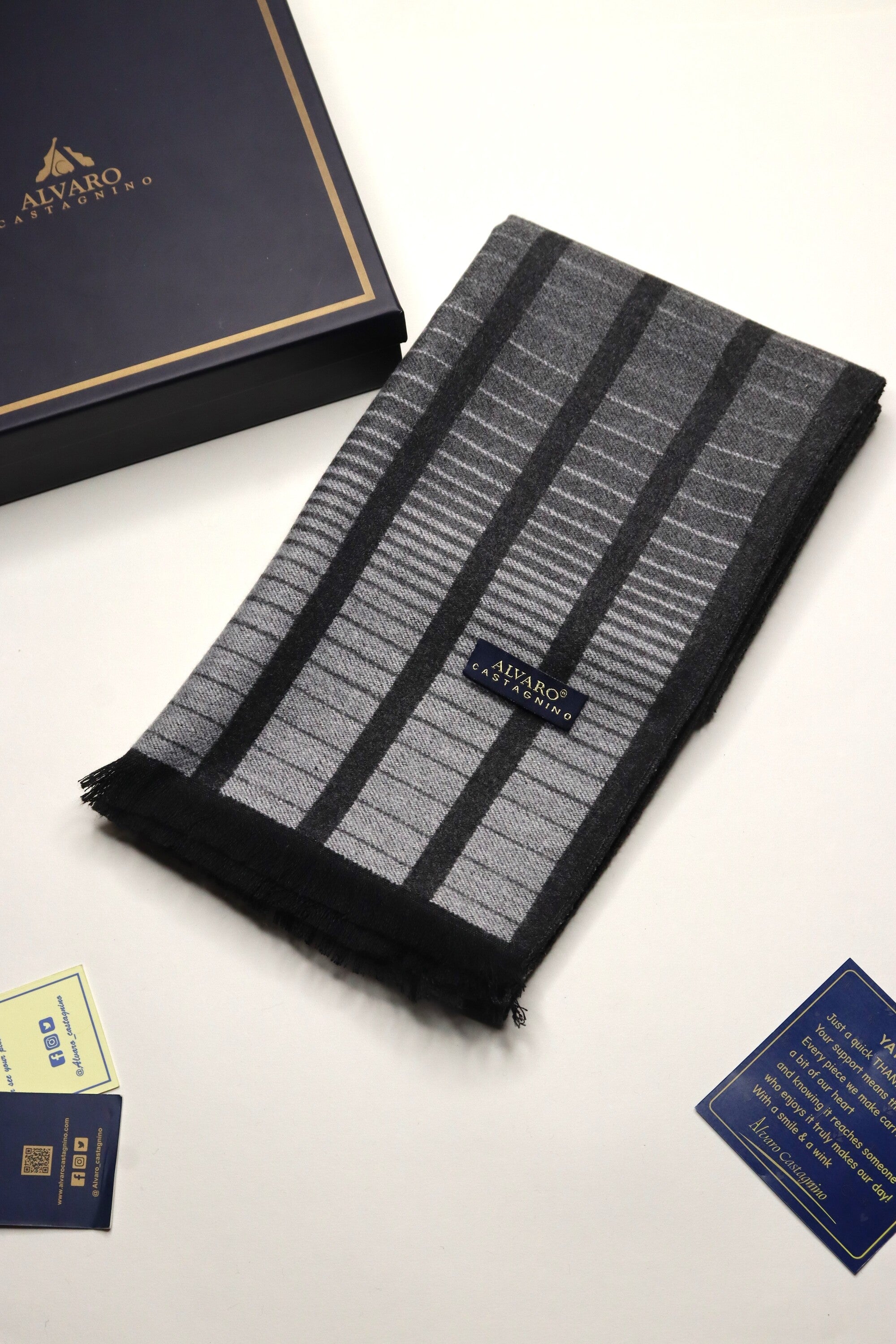 Grey & Black Striped woollen Muffler