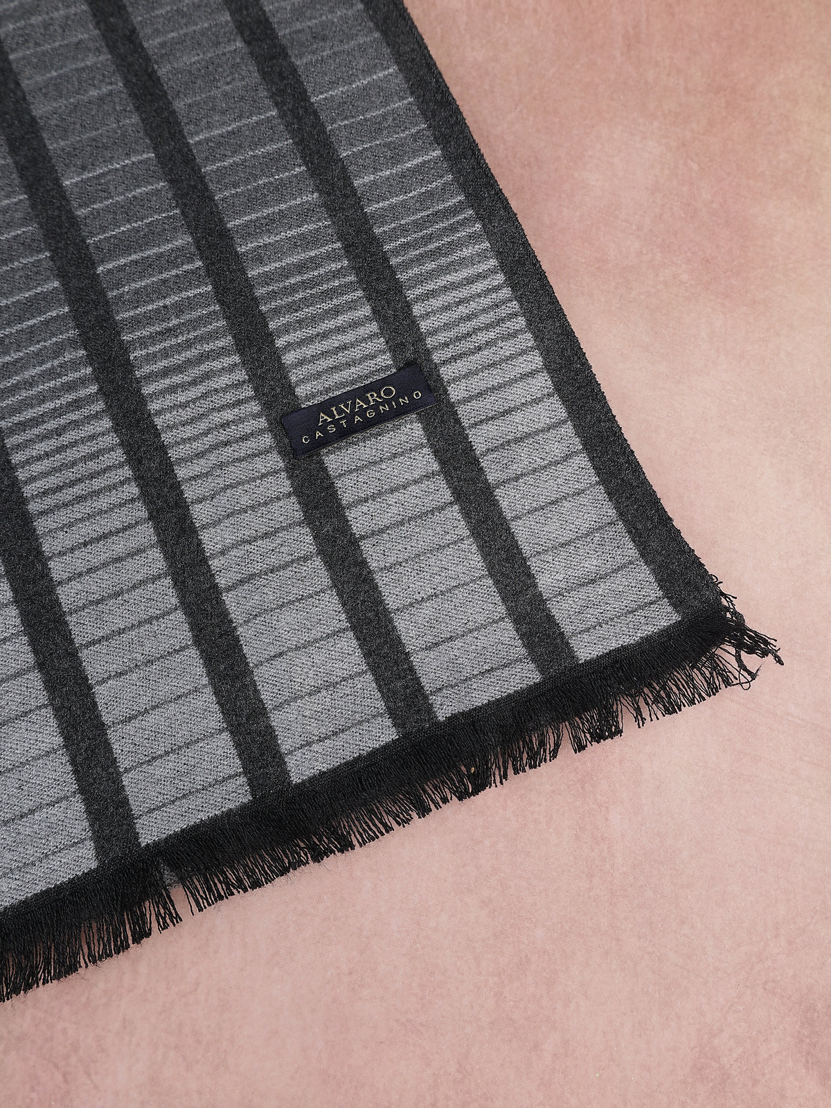 Charcoal Gray & Silver Vertical Textured Stripe Winter Muffler