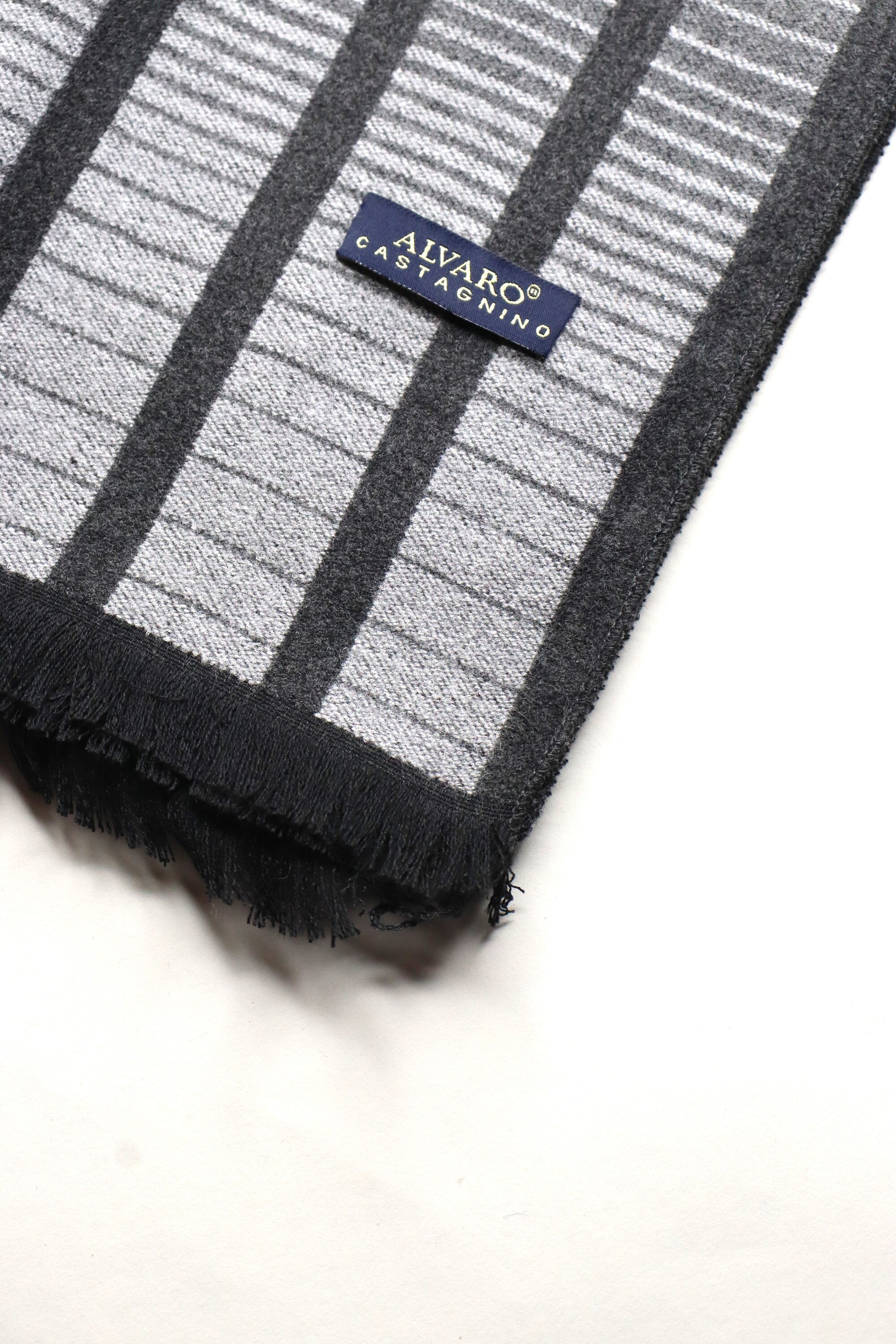 Grey & Black Striped woollen Muffler