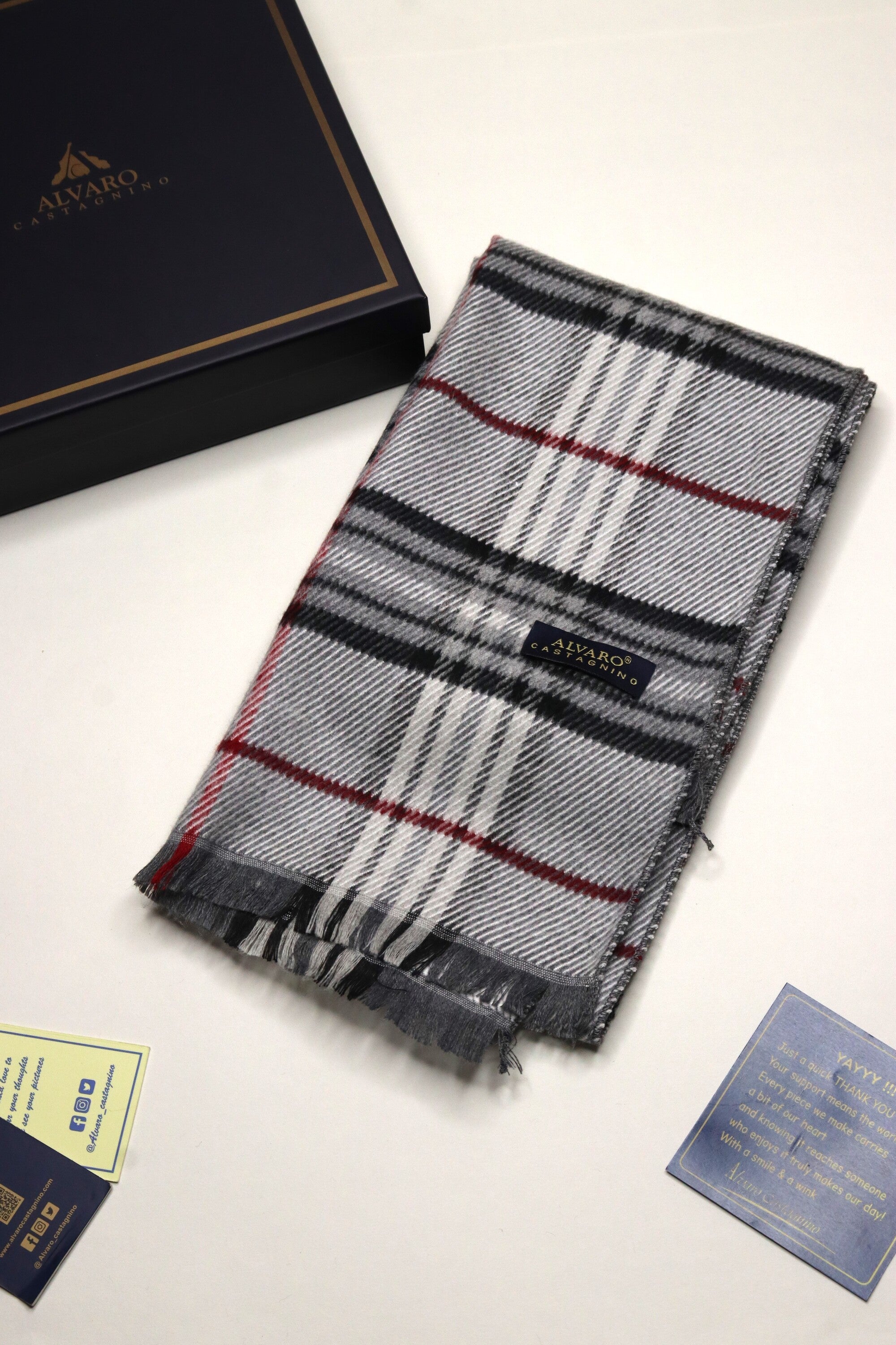 Grey & Red Checked Muffler